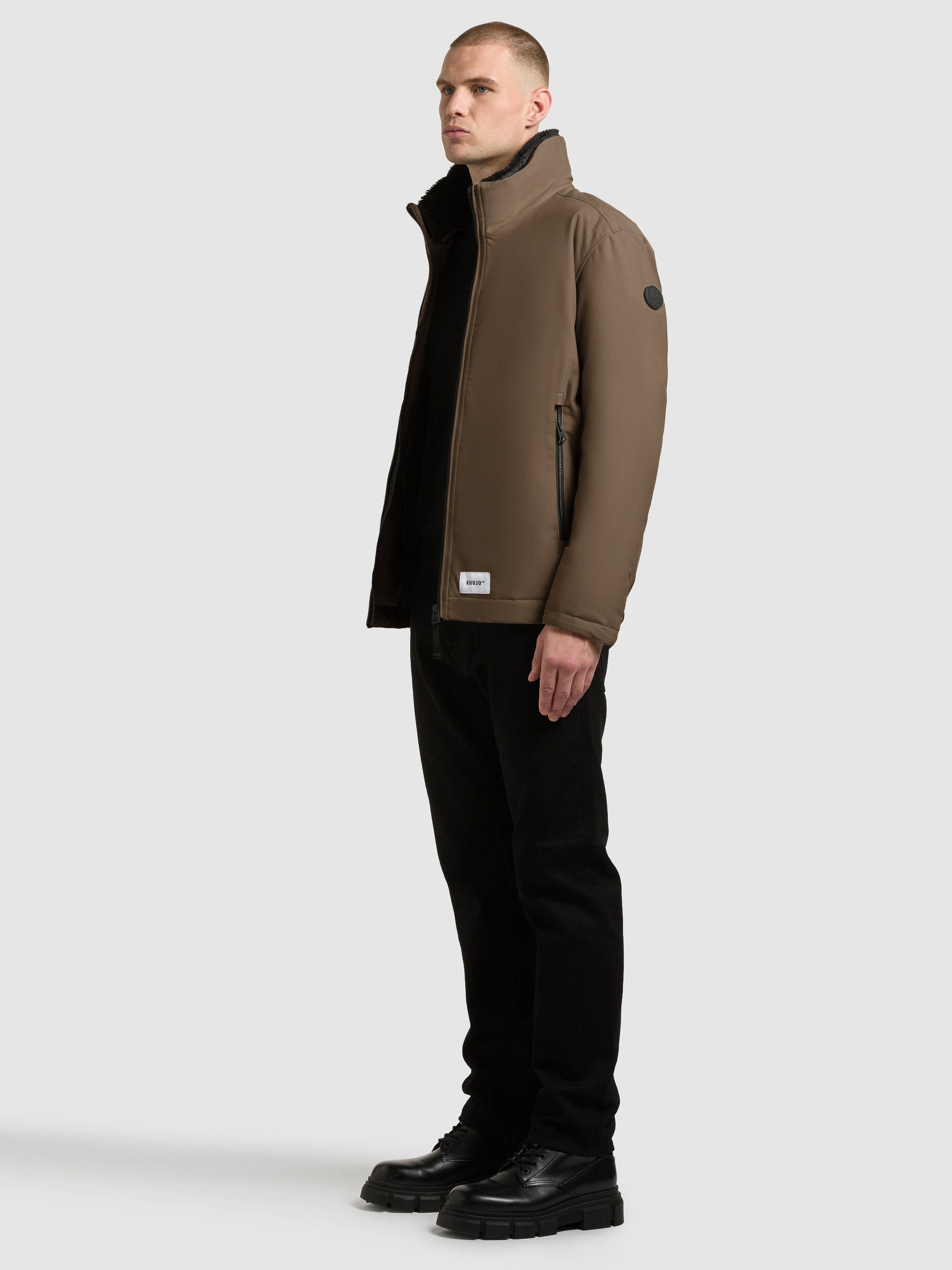 khujo-huey-blousonjacke-dull-green-stehkragen-mit-teddyfleece image 2