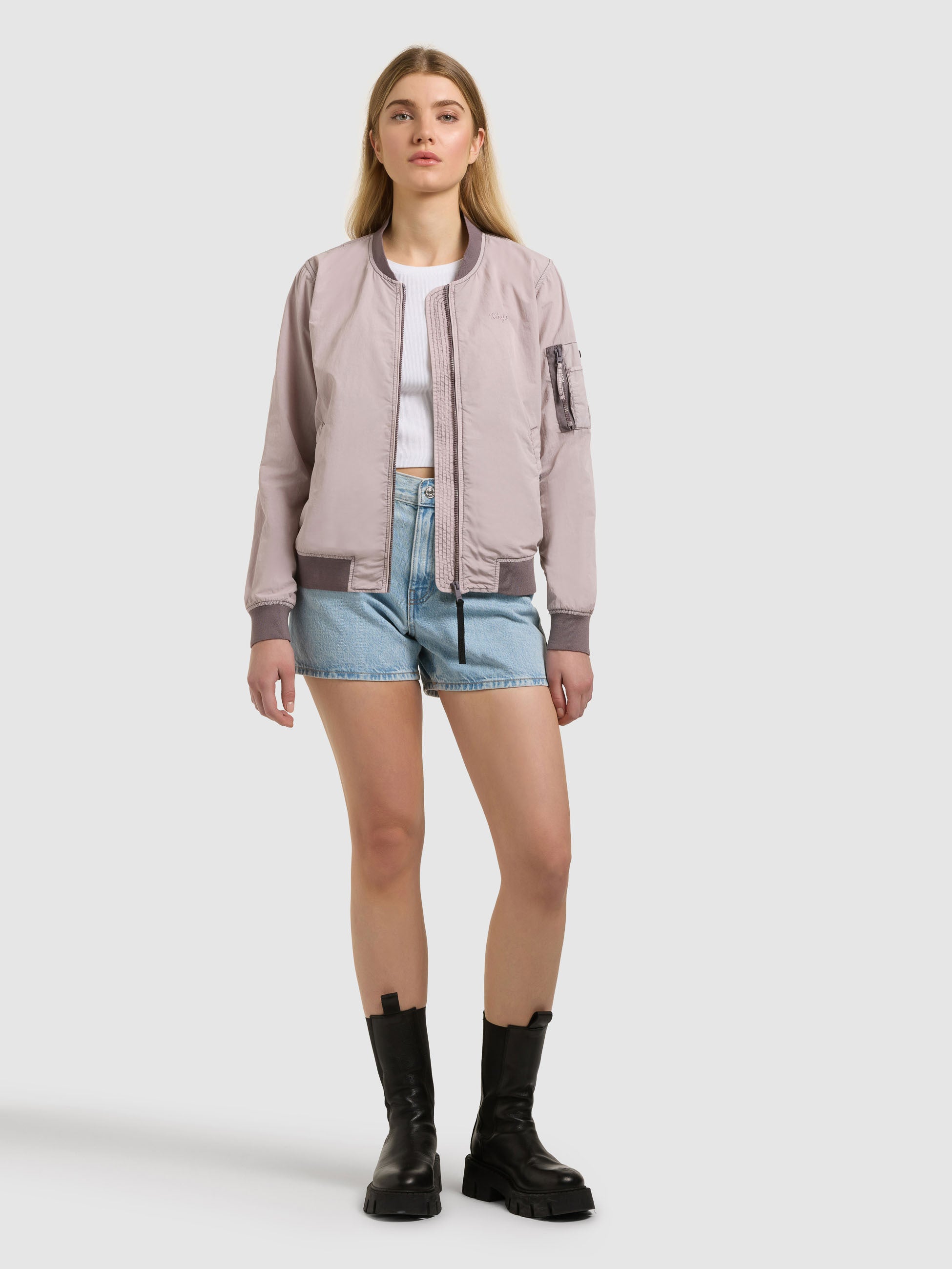 khujo-jacke-denz-damen-bomberjacke-blouson-raindrops-lilac image 6