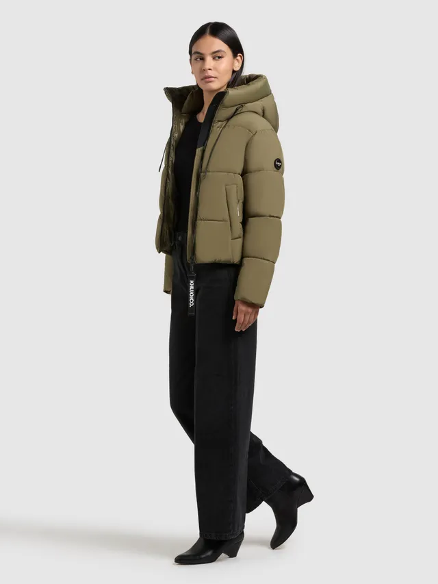 khujo-jacke-kali-scrub-green-damen-steppjacke-kurz-wattiert-mit-kapuze image 1