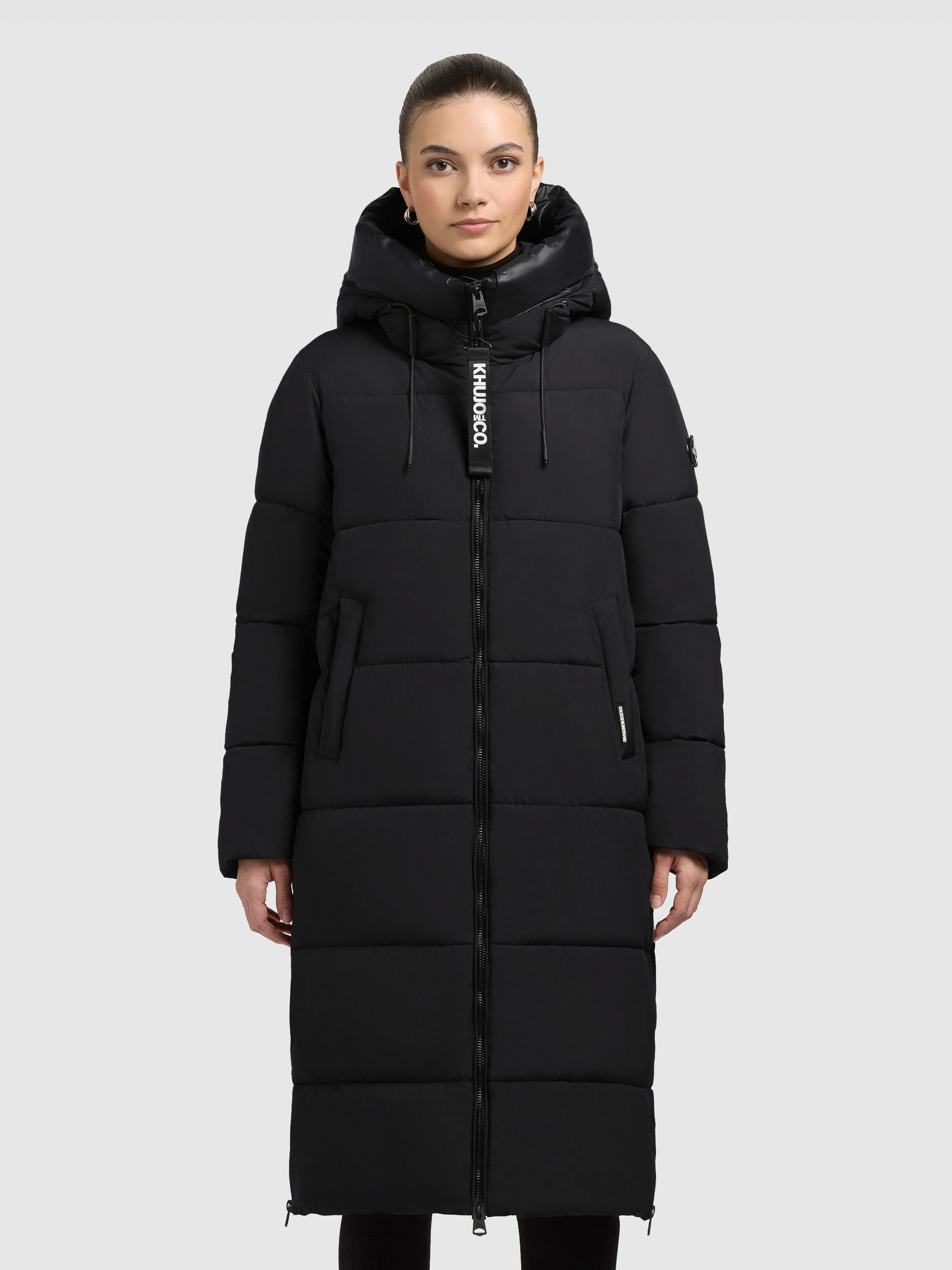 khujo-mantel-nalu-black-knielanger-wattierter-steppmantel-mit-stehkragen-kapuze image 4