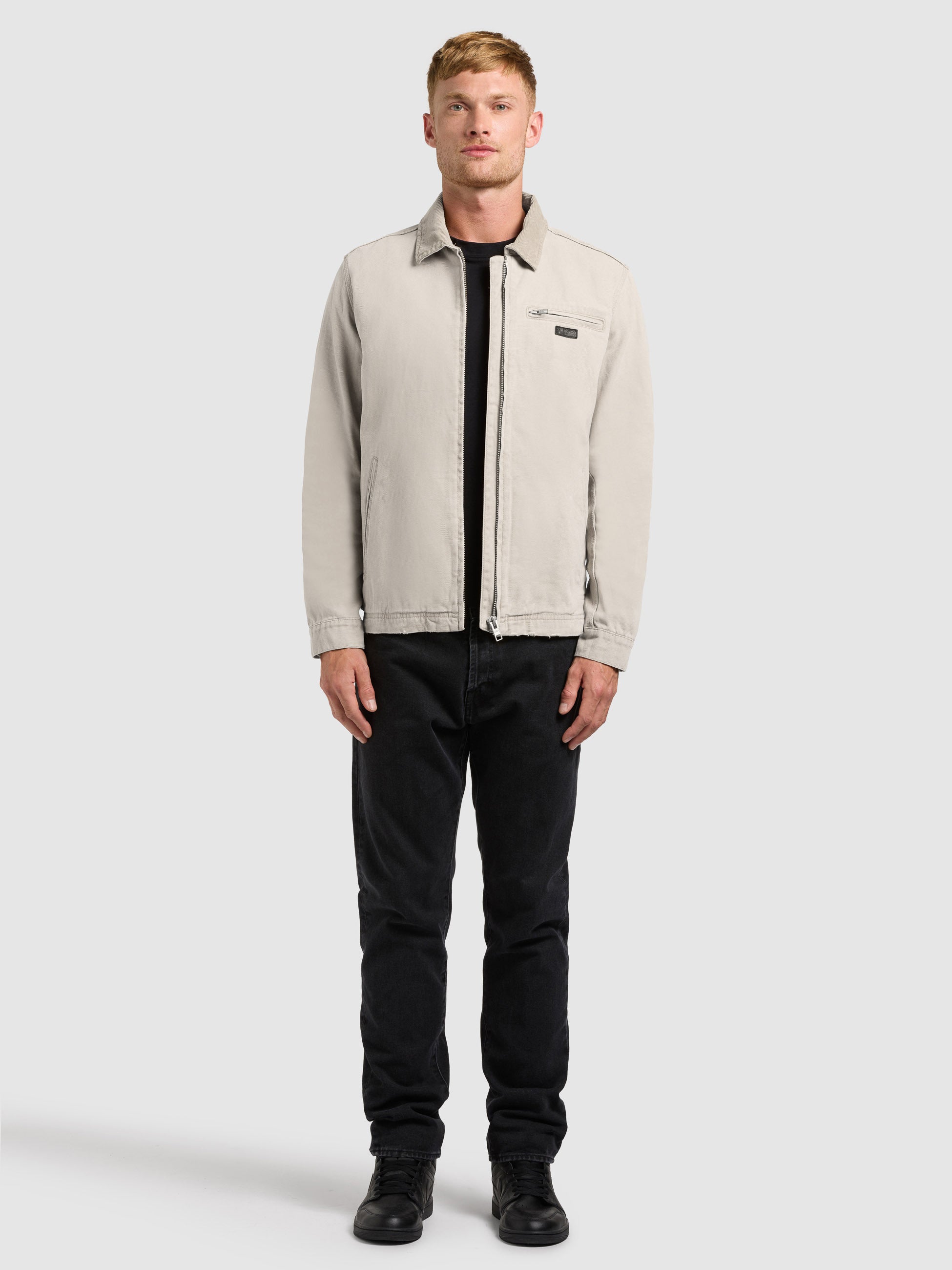 khujo-deddy-jacke-greige-damen-blouson-baumwoll-canvas-mit-cordkragen image 2