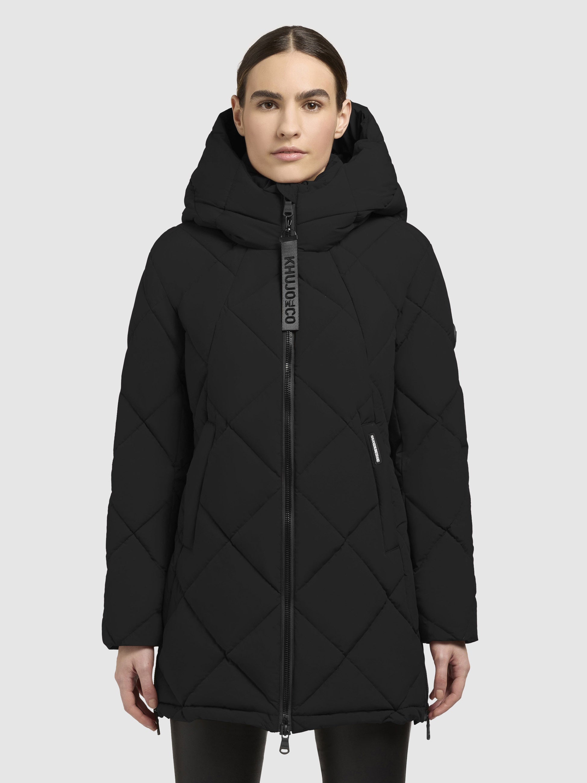 khujo-jacke-pebb-schwarz-steppjacke-mit-rautenstepp-und-taillenzug image 4