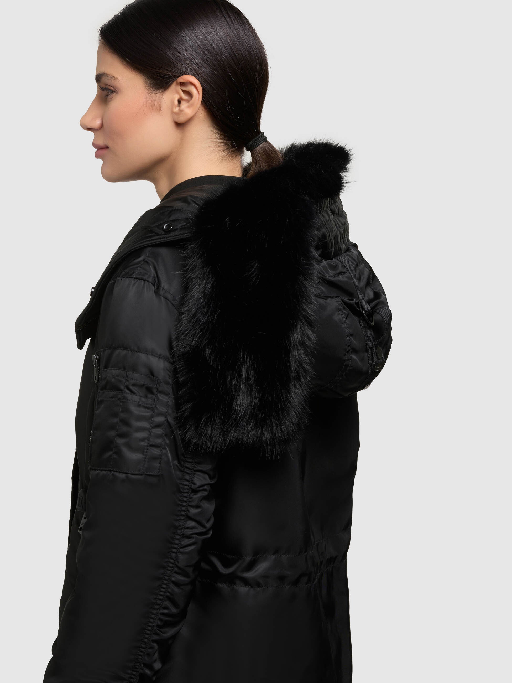 khujo-mantel-oliva-bomber-black-damen-wintermantel-loose-fit image 7