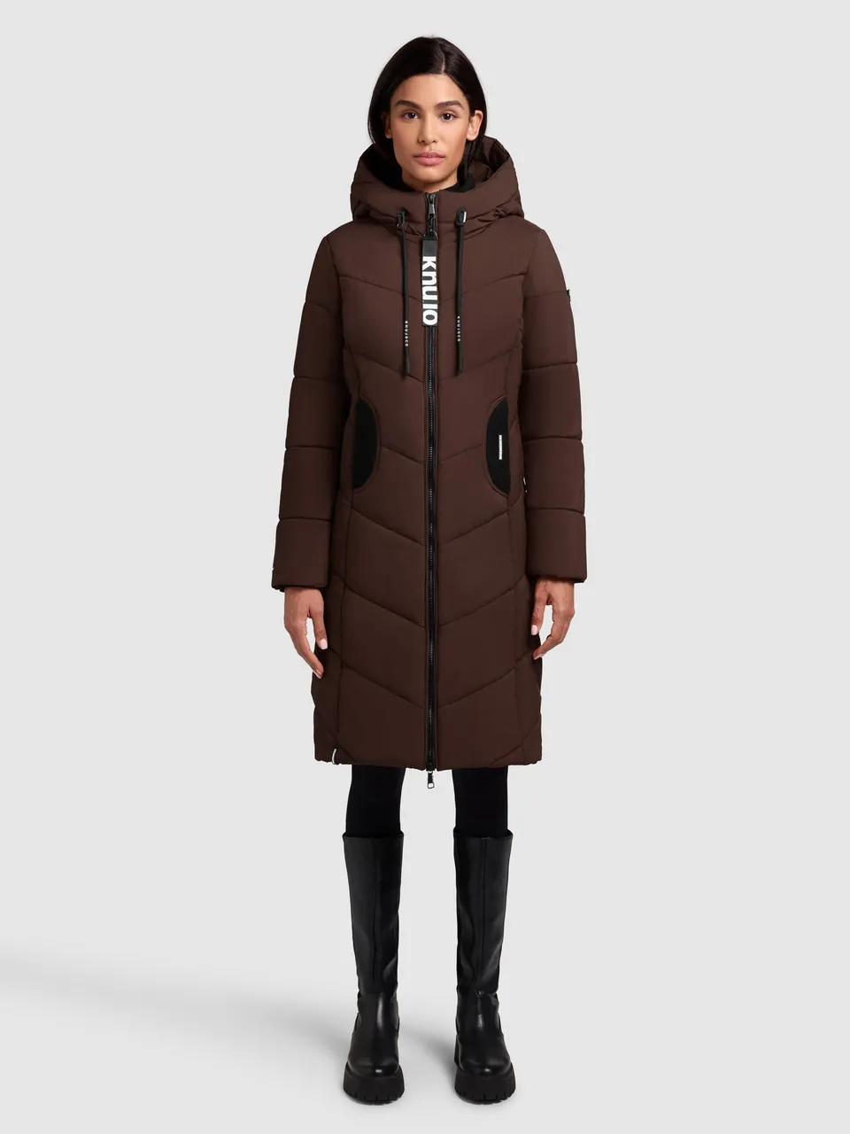 khujo-coat-aribay4-light-dark-brown-lange-steppjacke-mit-strick image 1