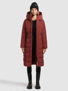 khujo-coat-sensy-wadenlanger-steppmantel-in-dark-red image 2