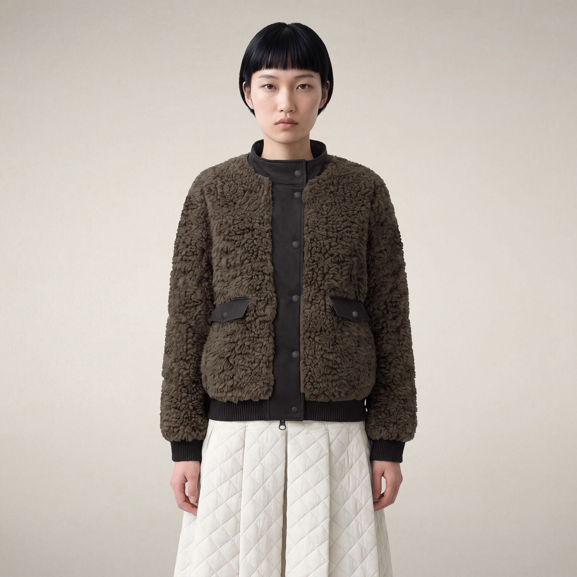 save-the-duck-valery-damen-bomber-aus-fell-marrone-terra image 5