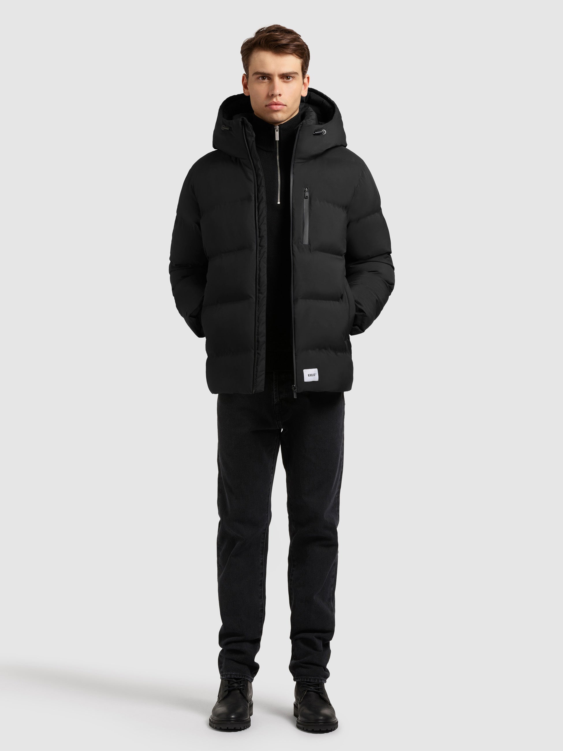 khujo-jacke-silas3-black-warm-wattierte-steppjacke-mit-kapuze image 1