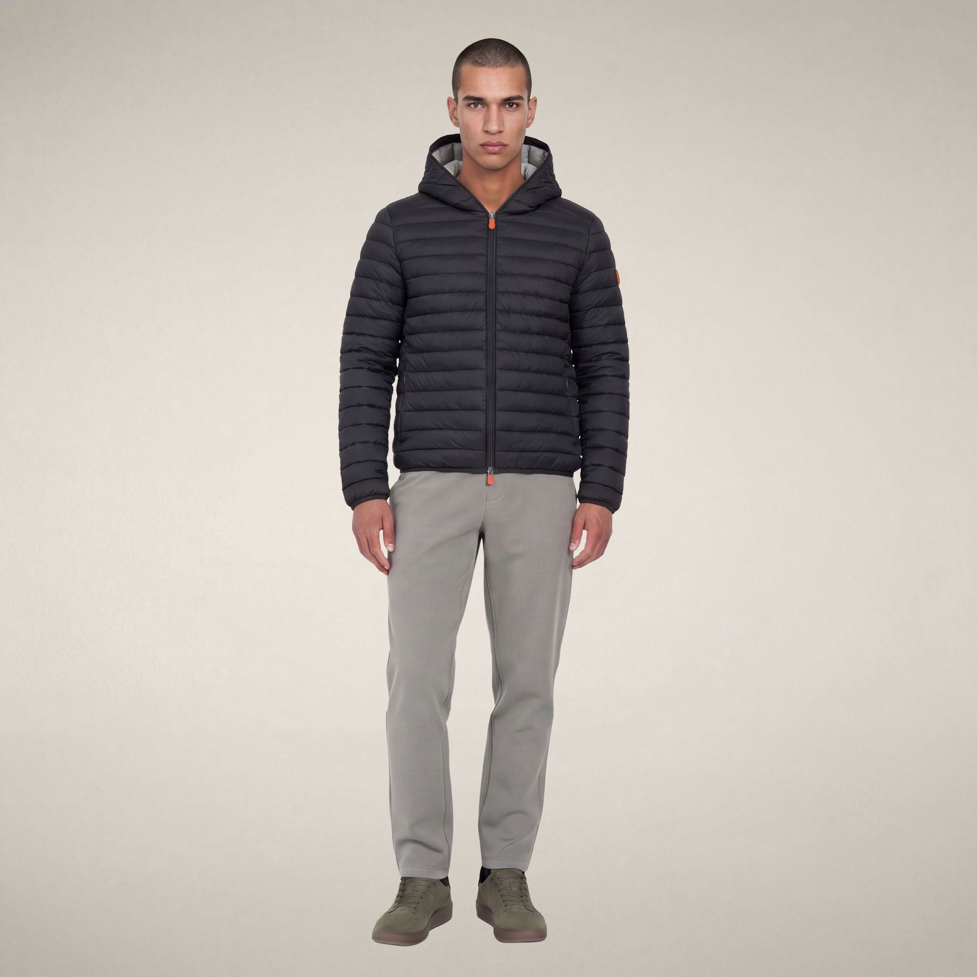 save-the-duck-donald-herren-pufferjacke-grau-schwarz-mit-kapuze image 1