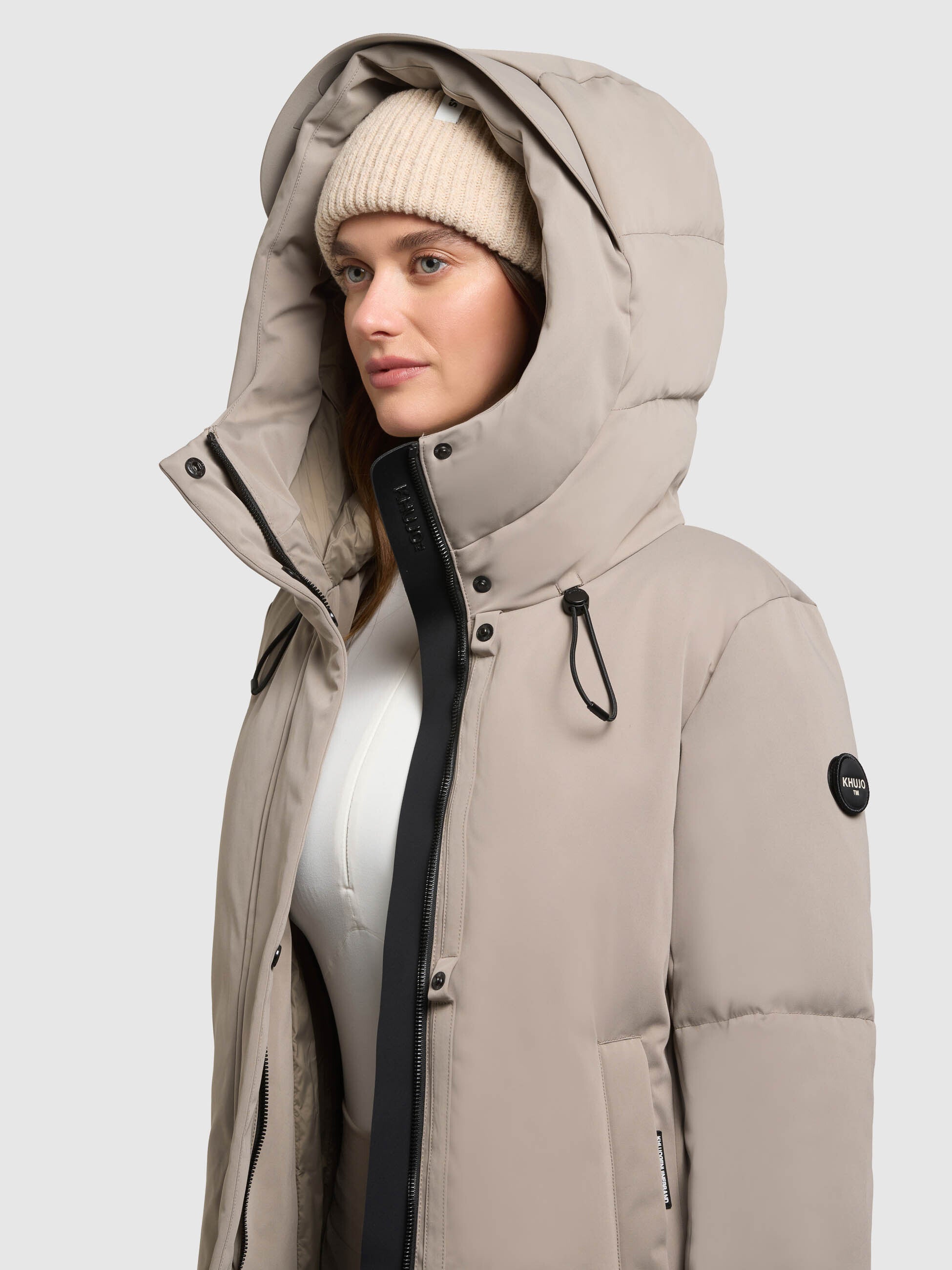 khujo-jacke-allap-greige-damen-teil-gesteppte-winter-kapuzenjacke image 7