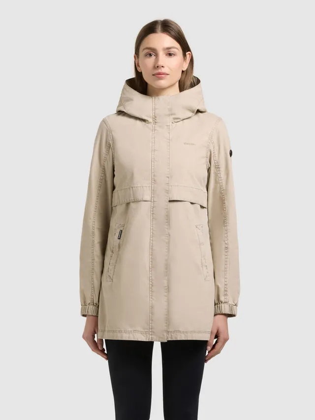 khujo-brava-damen-jacke-slim-fit-kapuzenjacke-moussy-beige image 1