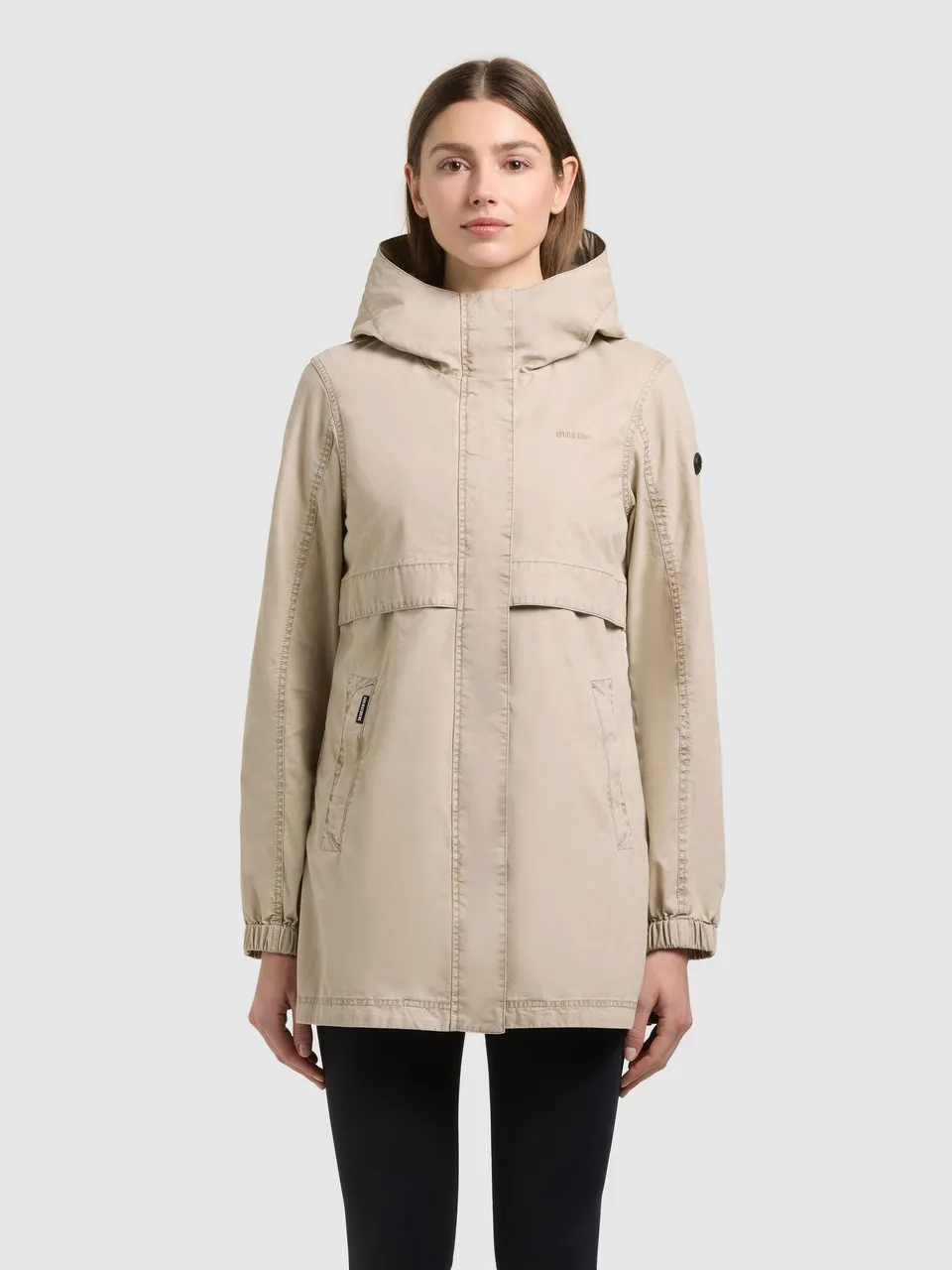 khujo-brava-damen-jacke-slim-fit-kapuzenjacke-moussy-beige image 1