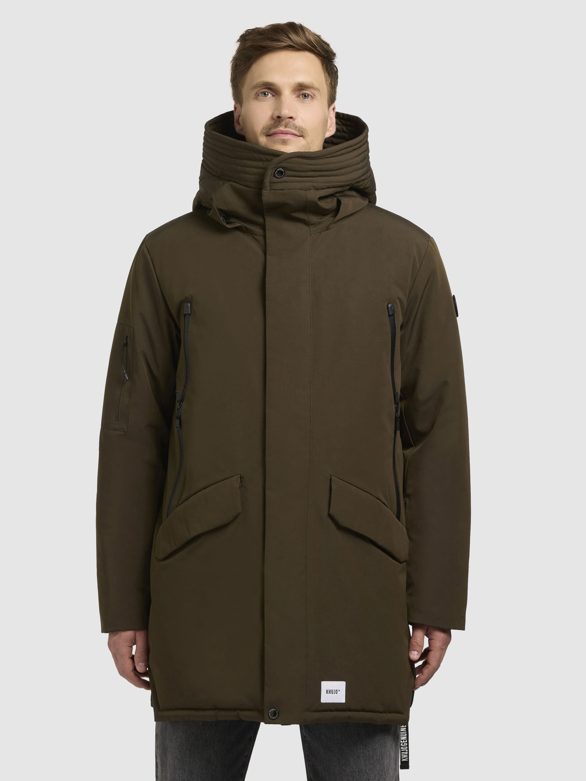 khujo-mantel-larc-dunkeloliv-herren-kurzmantel-parka-wasserabweisend image 4