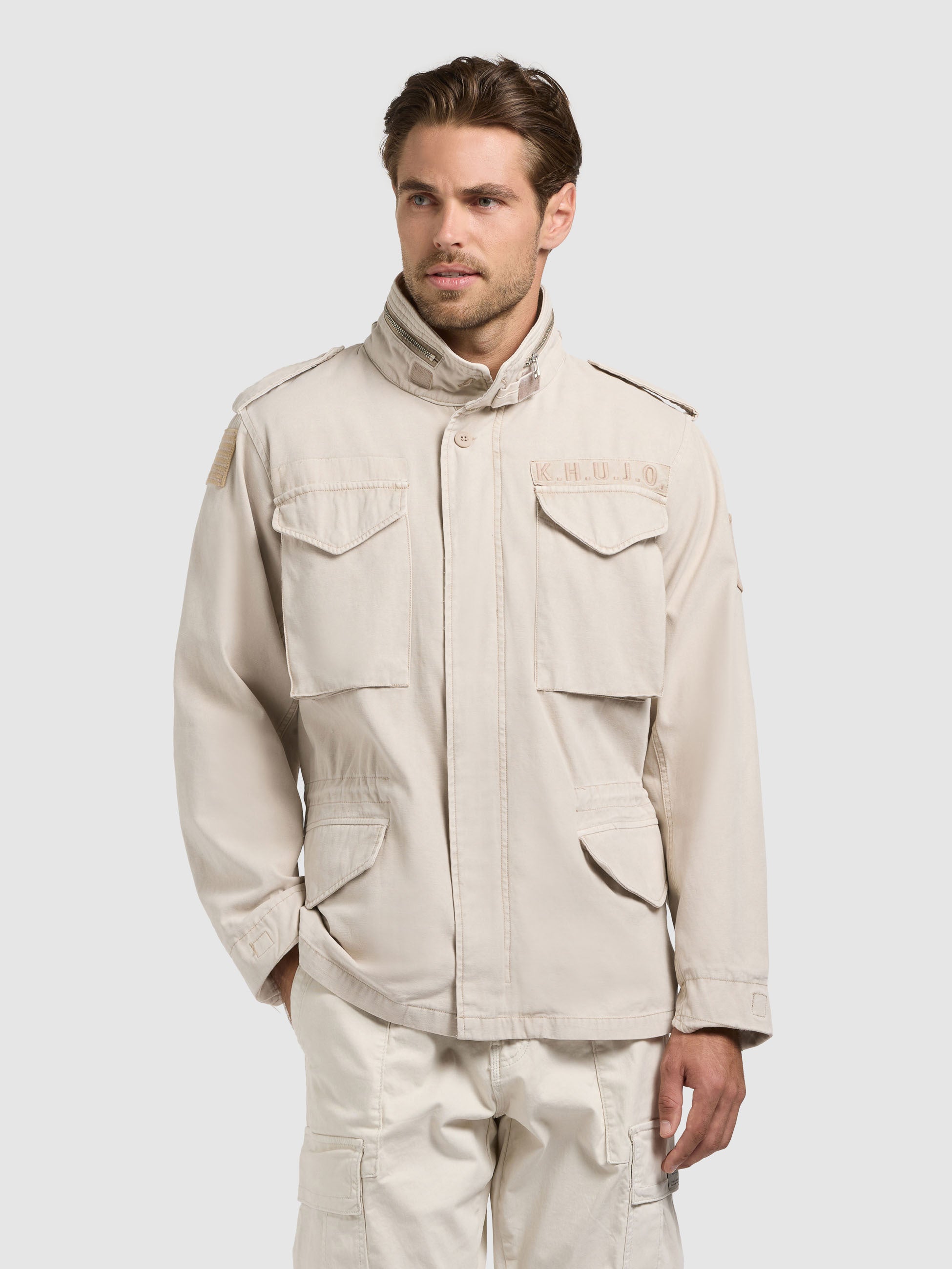khujo-jacke-gene-greige-fieldjacke-regular-fit-mit-kapuze image 1