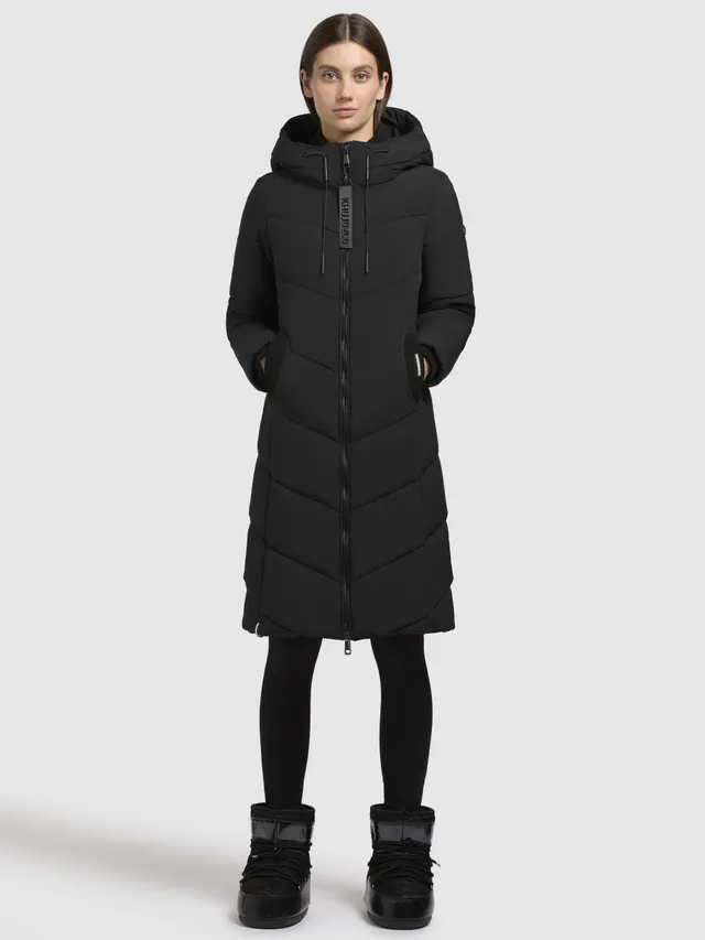 khujo-coat-aribay5-black-lang-gesteppter-mantel-mit-strick image 1