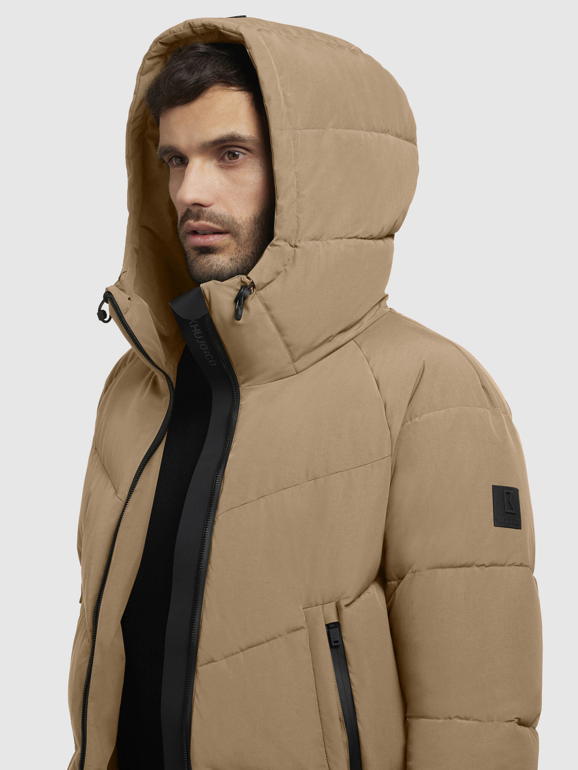 khujo-mantel-wattan-hellbraun-knielanger-steppmantel-im-loose-fit-mit-kapuze image 7