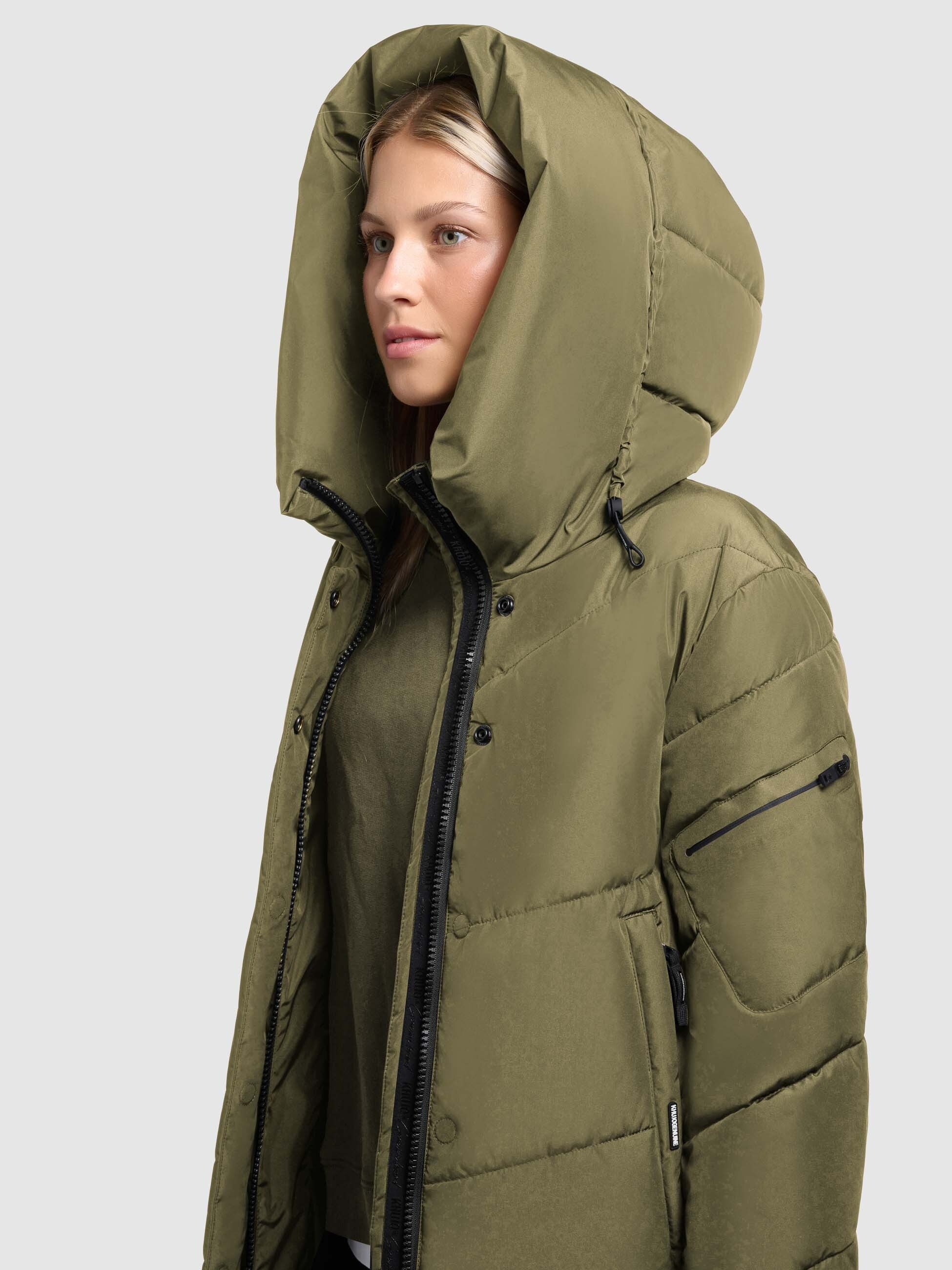 khujo-mantel-jange2-matt-fern-green-knielanger-damen-wintermantel-loose-fit image 7