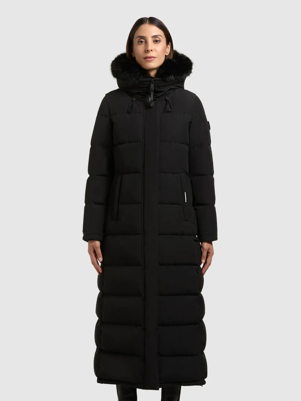 khujo-mantel-edem2-black-wadenlanger-damen-steppmantel-mit-kunstfell-2 image 1