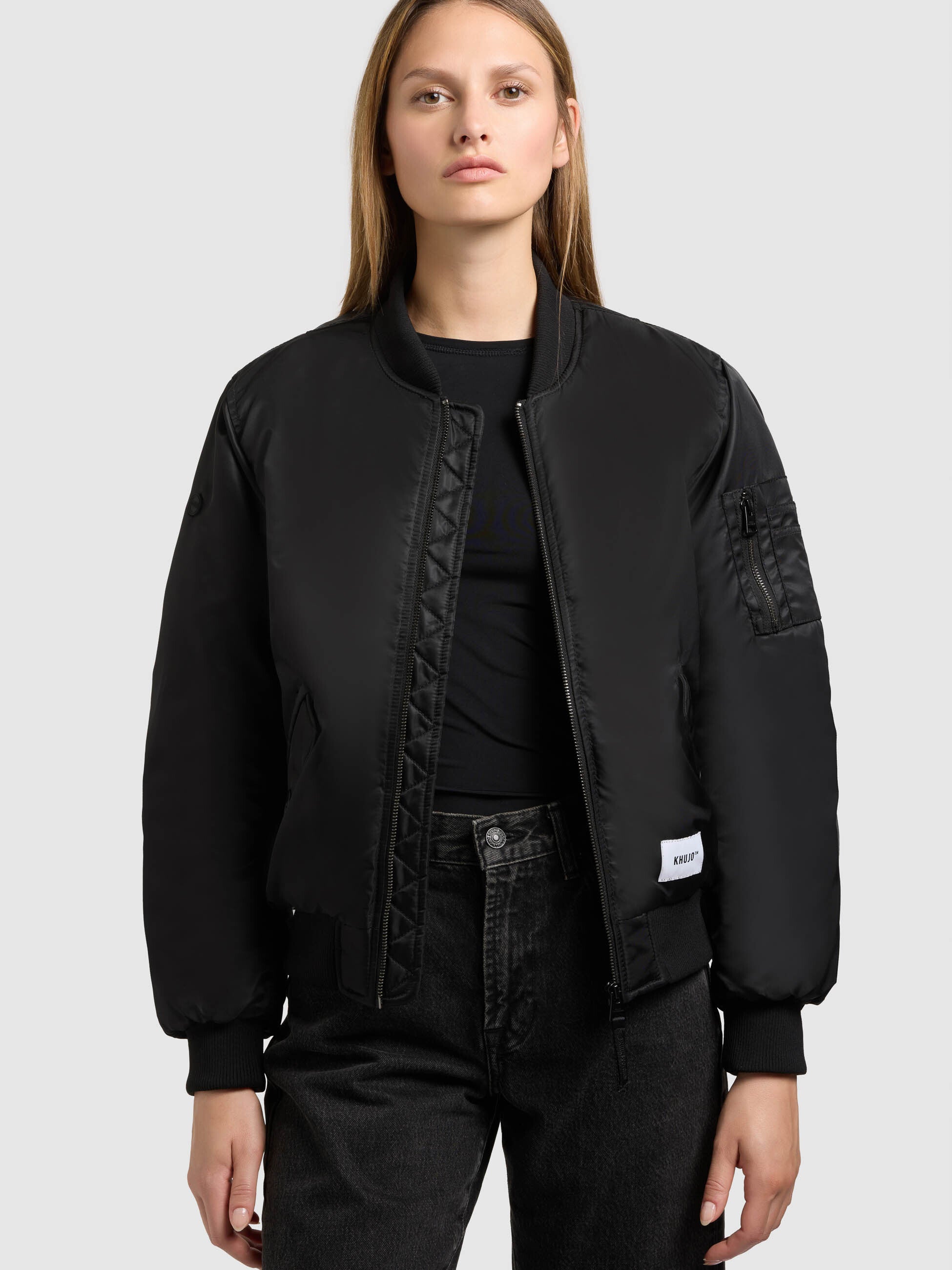 khujo-jacke-kasia-bomber-black-gl-nzende-damen-bomberjacke-loose-fit image 7