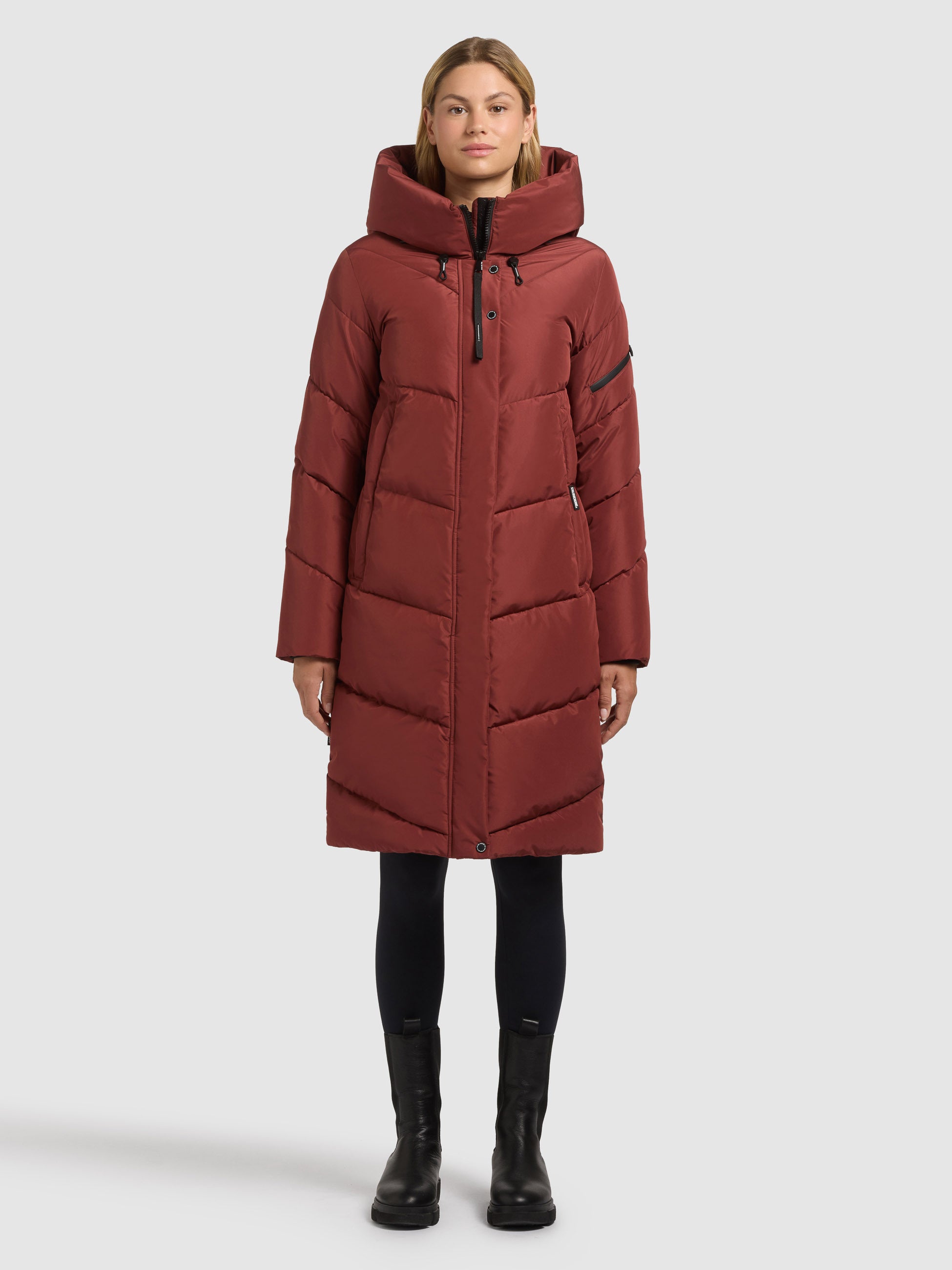 khujo-mantel-jange-dark-red-damen-steppmantel-knielang image 1