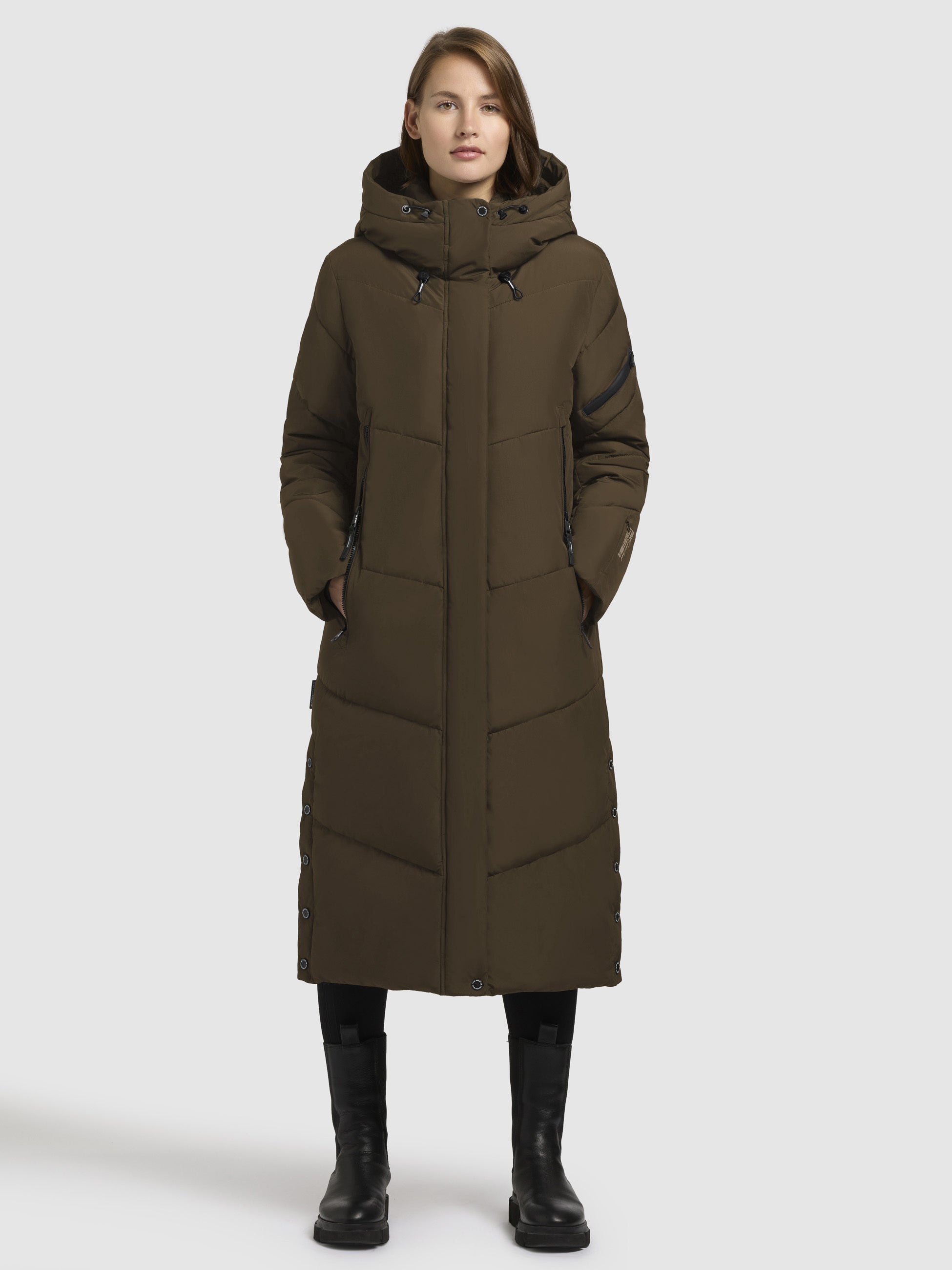 khujo-mantel-sonje6-dunkeloliv-lange-steppjacke-damen image 1