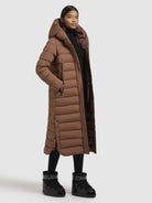 khujo-coat-teiva2-brown-wadenlanger-damen-steppmantel-mit-kapuze image 6