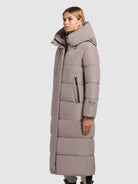 khujo-coat-soulani5-matt-greige-wadenlanger-wattierter-damen-wintermantel image 5