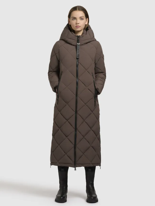 khujo-mantel-genti-taupe-dunkel-damen-steppmantel-wadenlang-regular-fit image 1