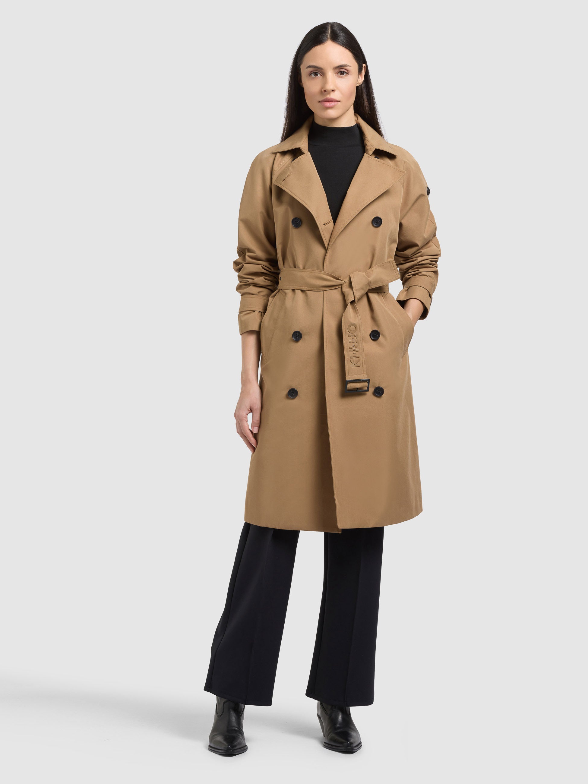 khujo-rula2-damen-mantel-mustard-trenchcoat-kurzmantel-mit-g-rtel image 2