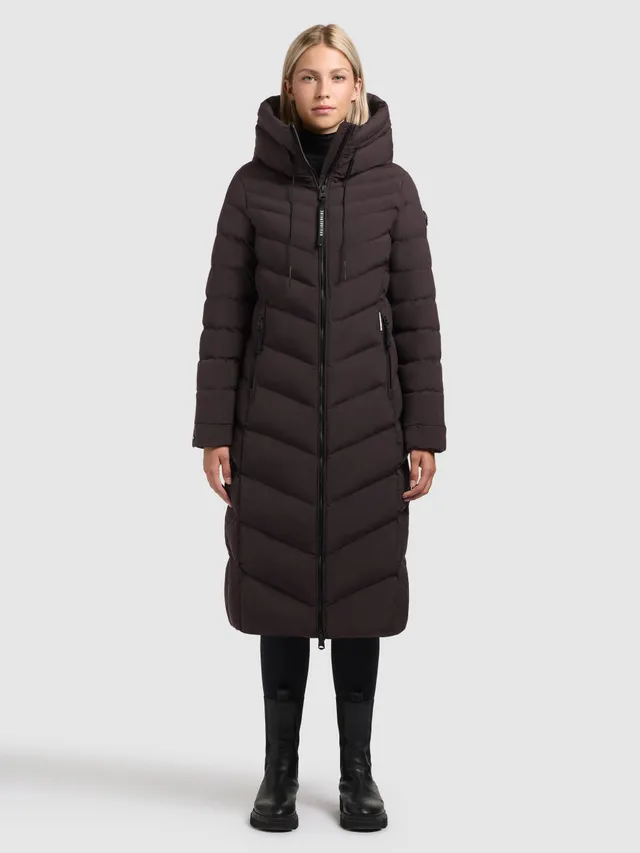 khujo-coat-stoane2-moody-plum-wadenlanger-damen-steppmantel-tailliert image 1