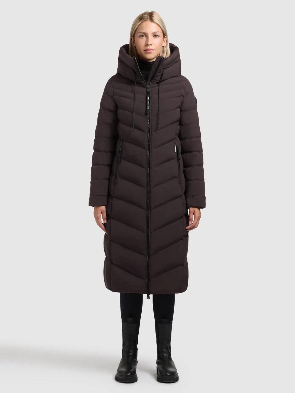 khujo-coat-stoane2-moody-plum-wadenlanger-damen-steppmantel-tailliert image 1