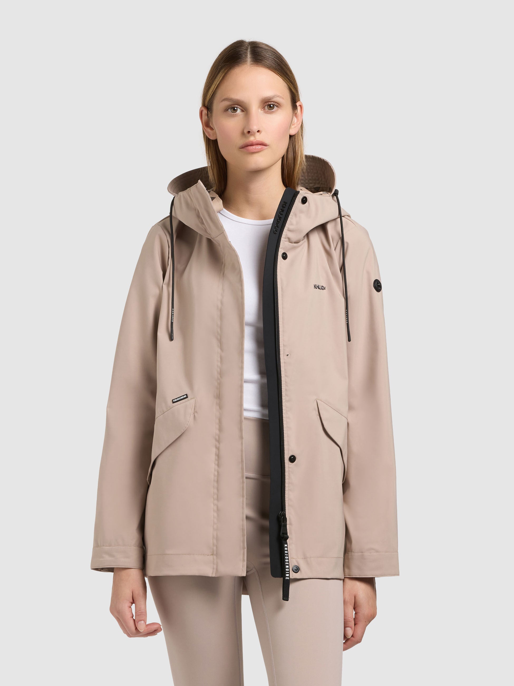 khujo-jacke-sang2-latte-beige-damen-regenjacke-mit-kapuze-in-beige image 4