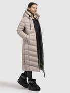 khujo-ingram4-mantel-hellbeige-damen-steppmantel-tailliert-knielang image 2