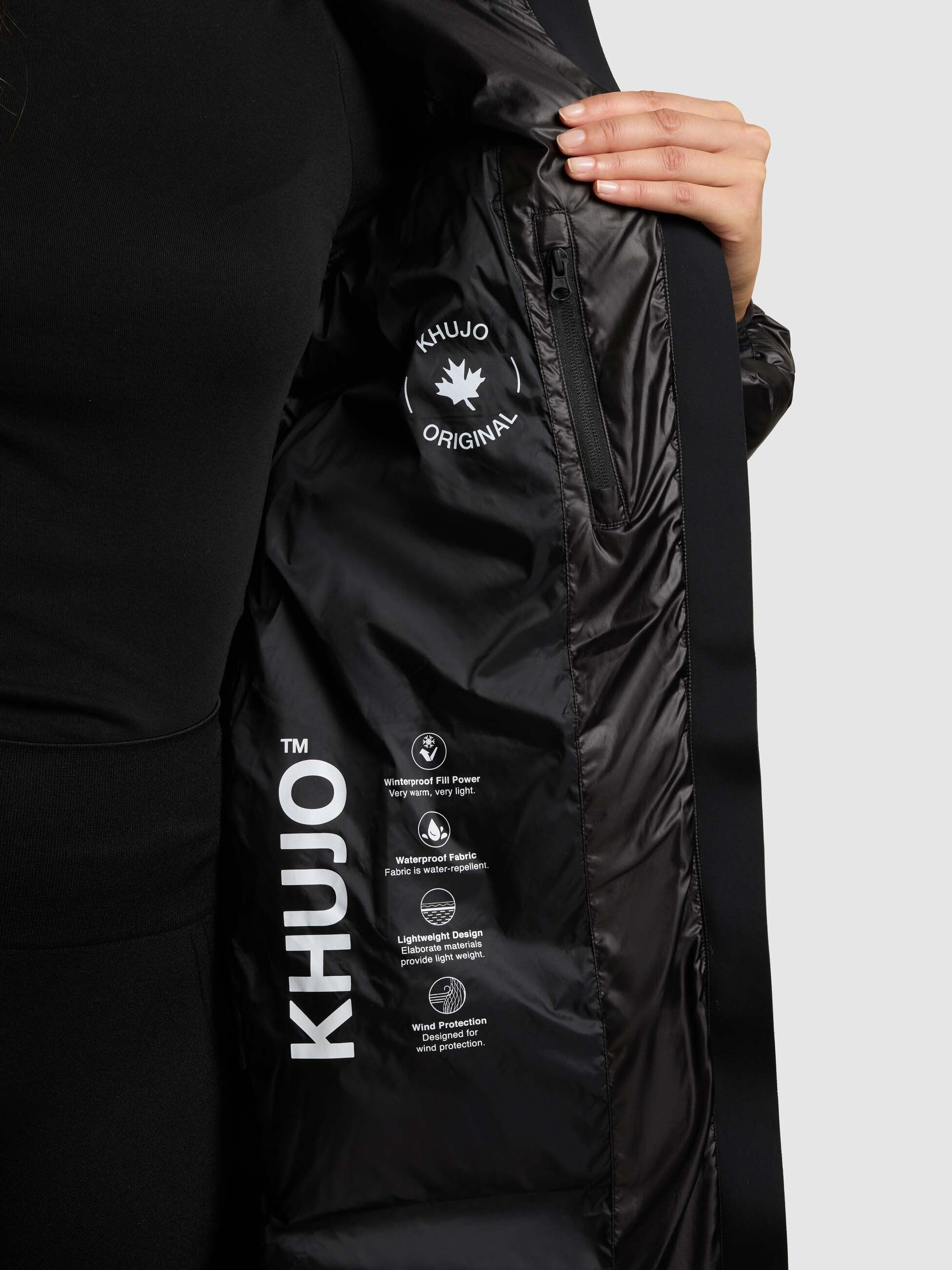 khujo-mantel-coulin-shiny-black-knielanger-ultraleichter-steppmantel-damen image 8