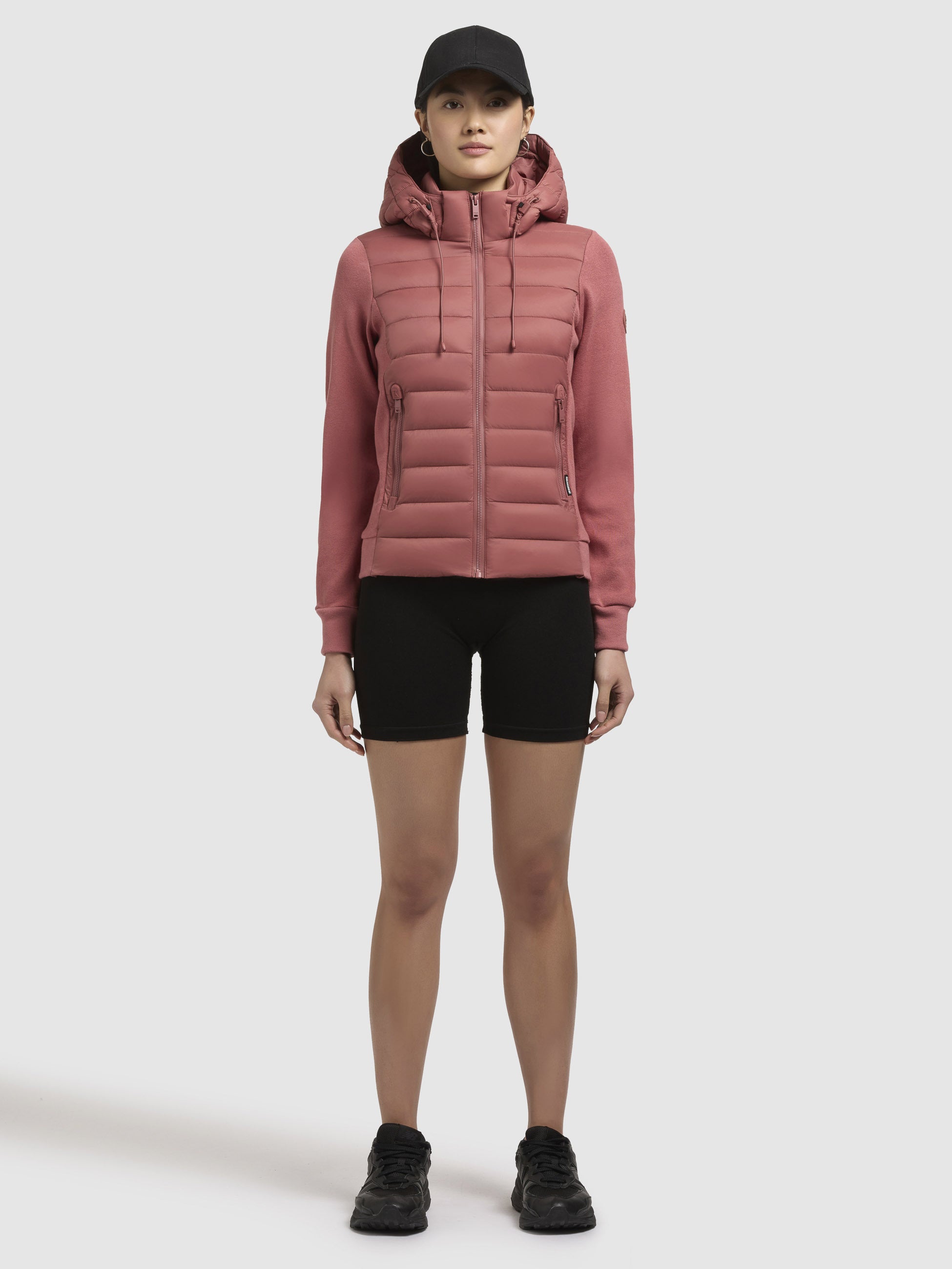 khujo-athi-damen-steppjacke-rostrot-materialmix image 2