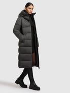 khujo-lima-coat-dark-melange-gray-knielanger-damenmantel image 6