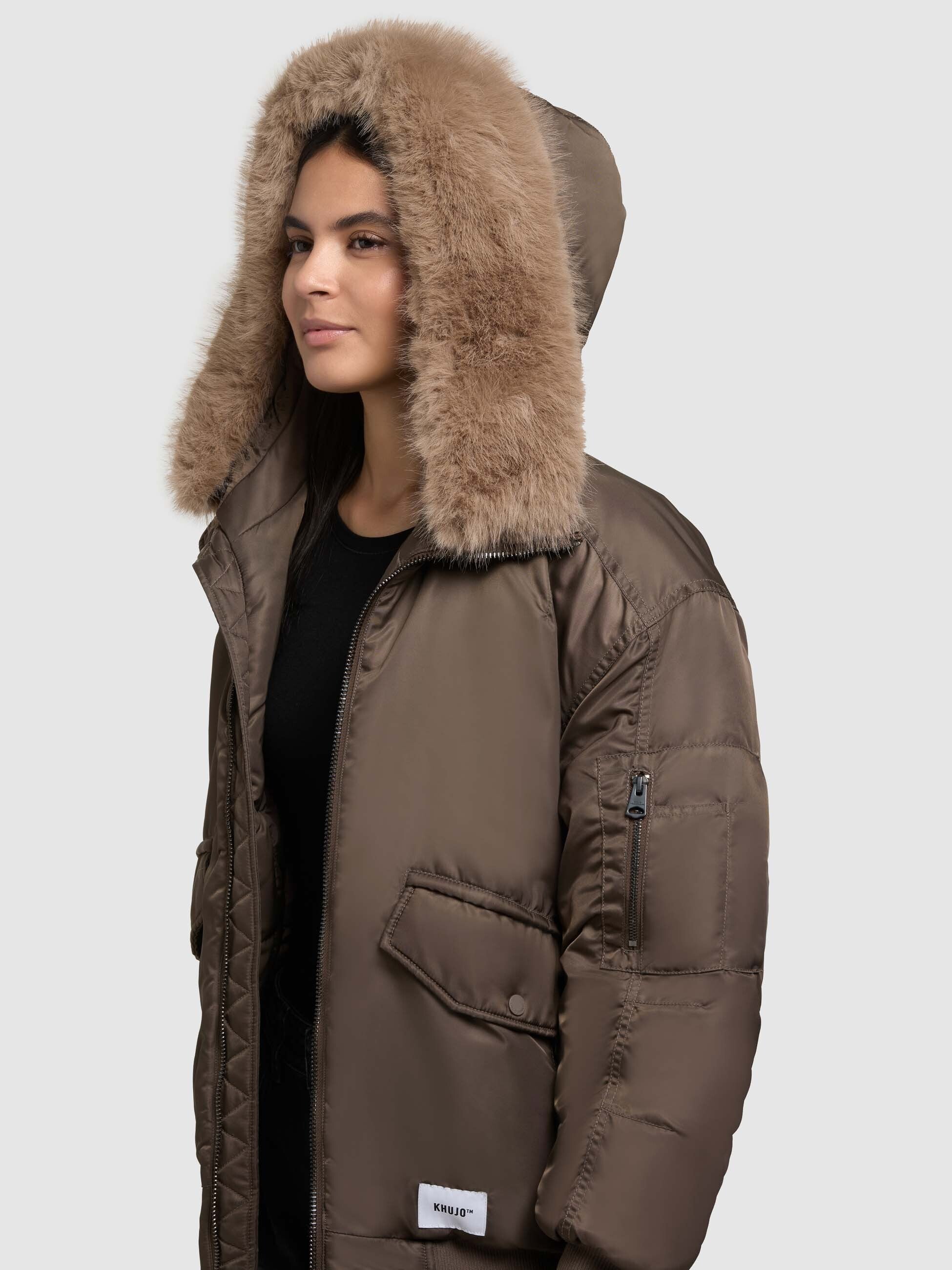 khujo-jacke-cela-potter-brown-damen-bomberjacke-mit-kapuze image 7