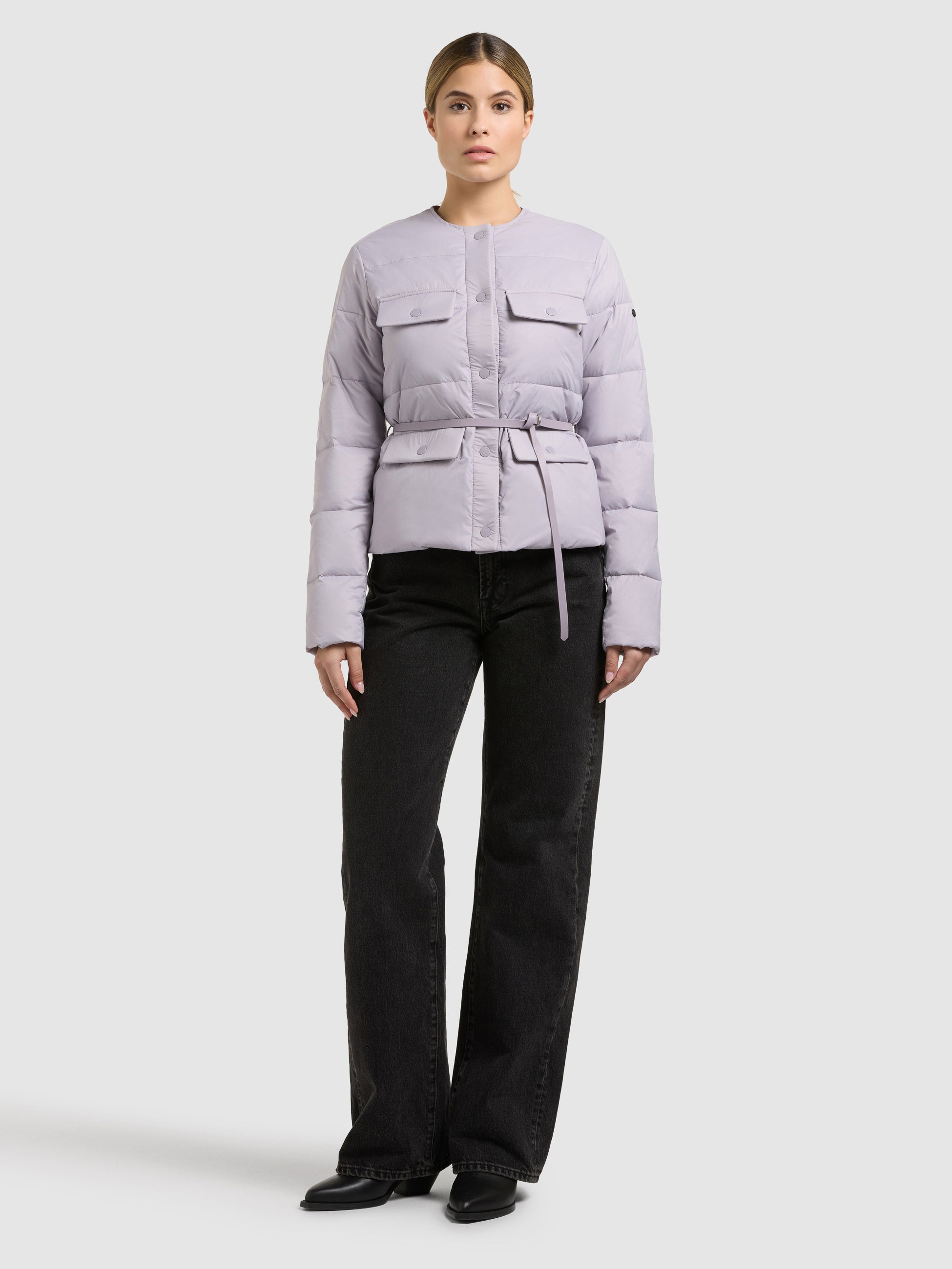 khujo-steppjacke-cinnia-summer-lilac-damen-sommerjacke-kragenlos-mit-g-rtel image 2