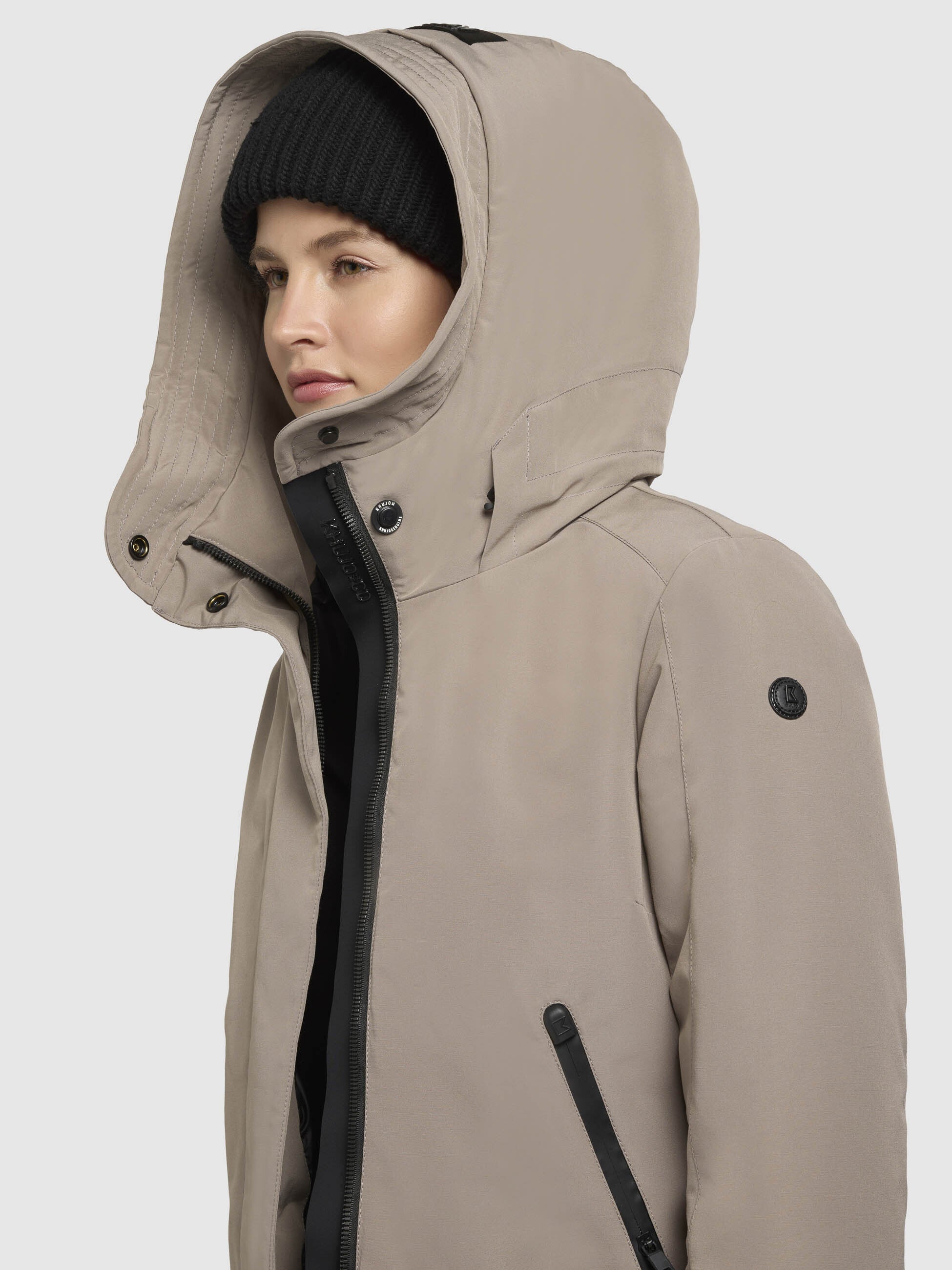 khujo-jacke-viona5-graubeige-gef-tterte-damen-winterjacke-mit-gro-er-kapuze image 7