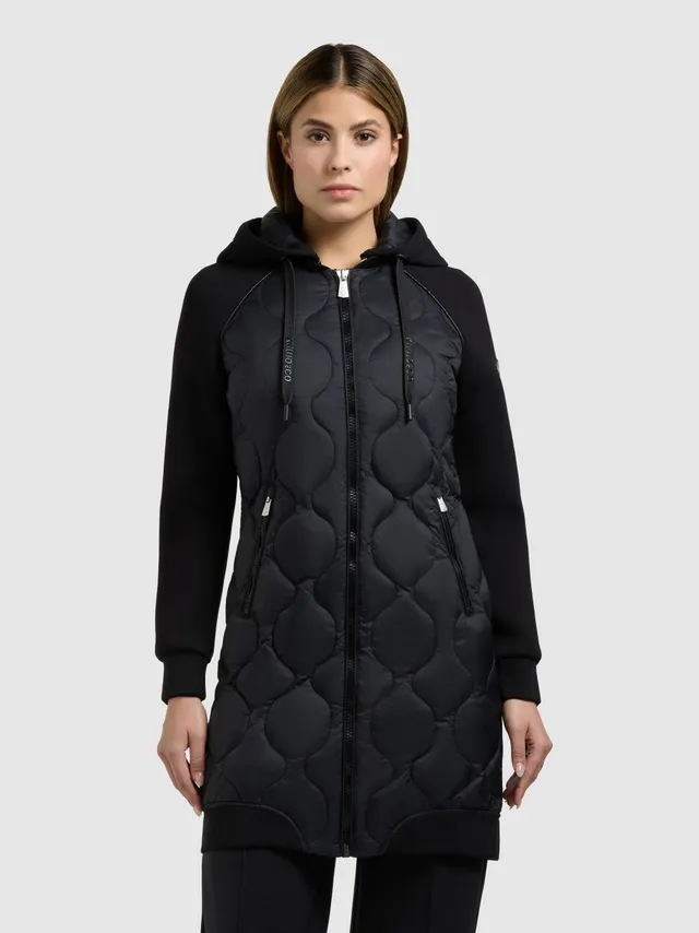 khujo-mantel-nora-black-damen-steppmantel-materialmix-neopren image 1