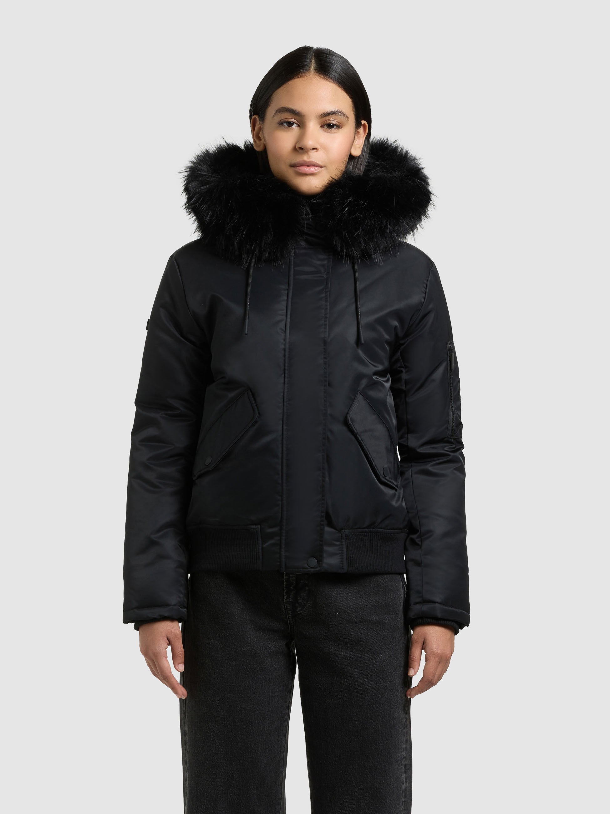 khujo-jacke-tyla-black-bomberjacke-damen-schwarz-mit-kapuze image 4