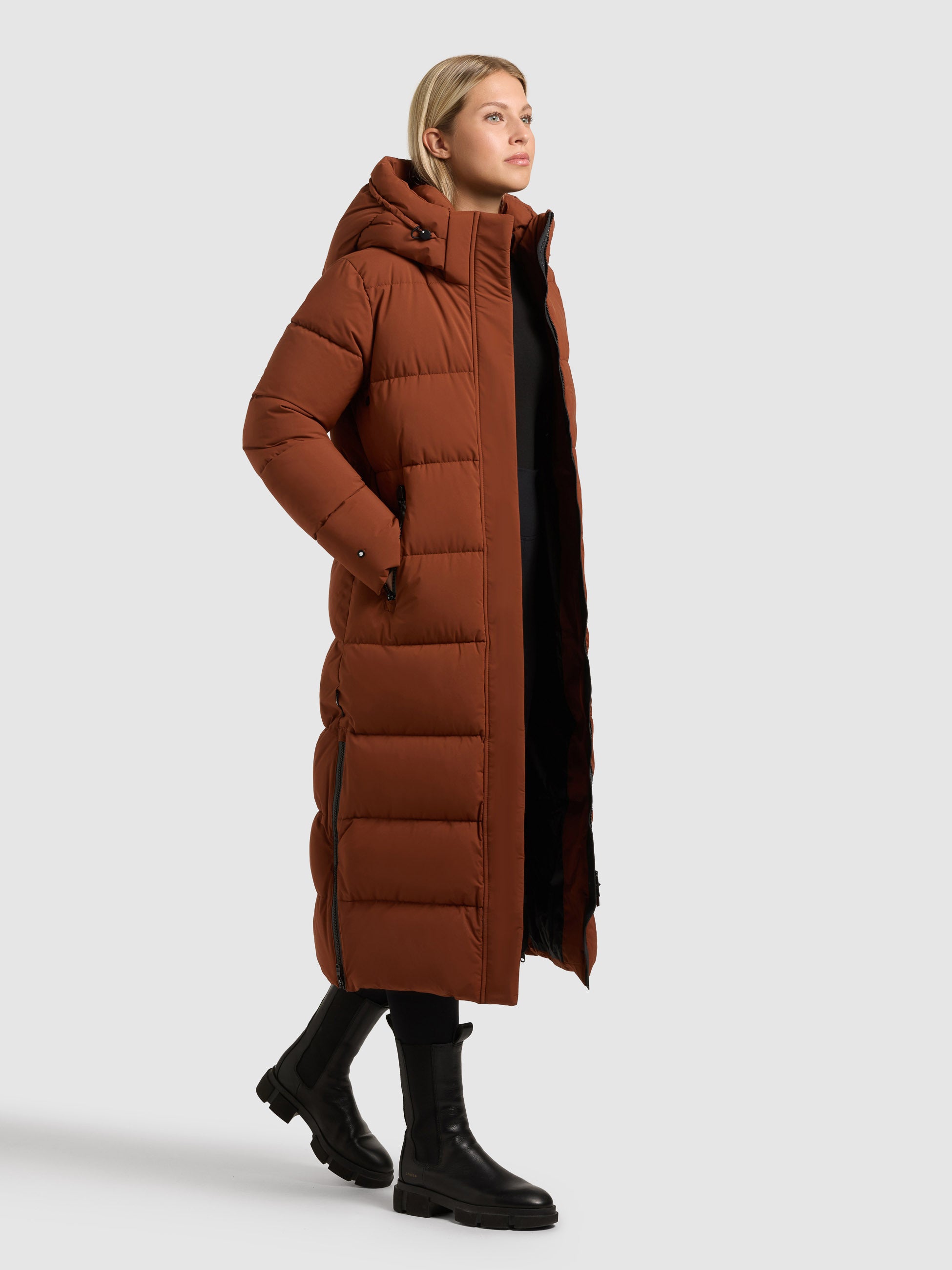 khujo-mantel-dote2-russet-brown-wadenlanger-damen-steppmantel-regular-fit image 6