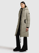 khujo-coat-aribay-light-witcher-green-damen-steppmantel-mit-strick image 2