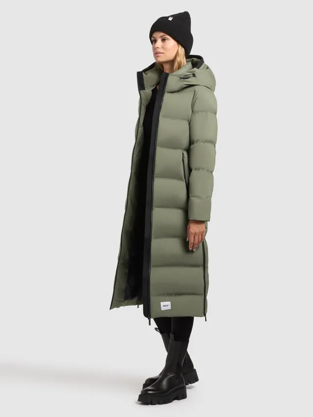 khujo-larea3-damen-coat-muted-green-wadenlang-wasserabweisend image 1
