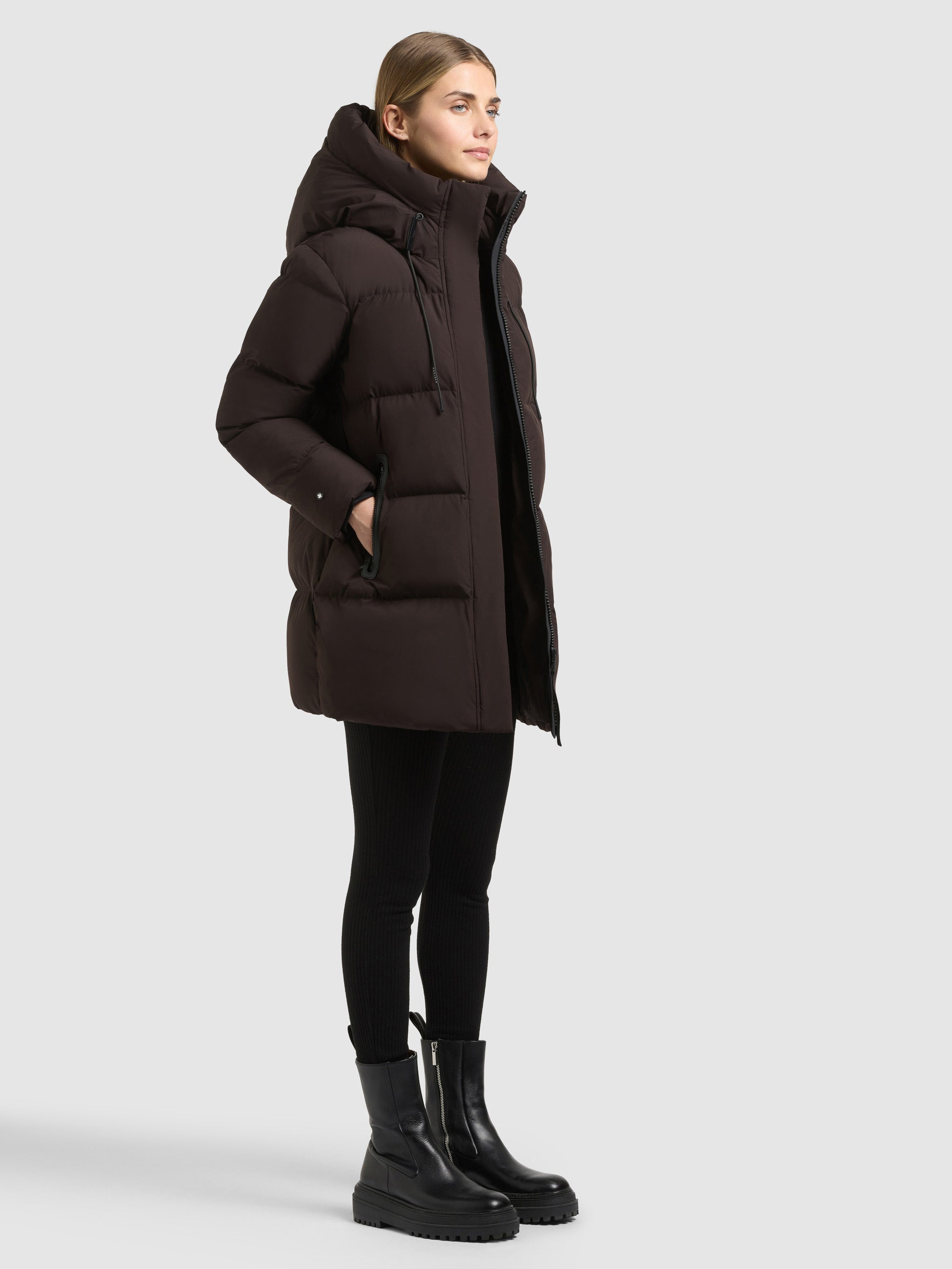 khujo-jacke-drown2-matt-steppjacke-chocolate-chip-damen-loose-fit image 2