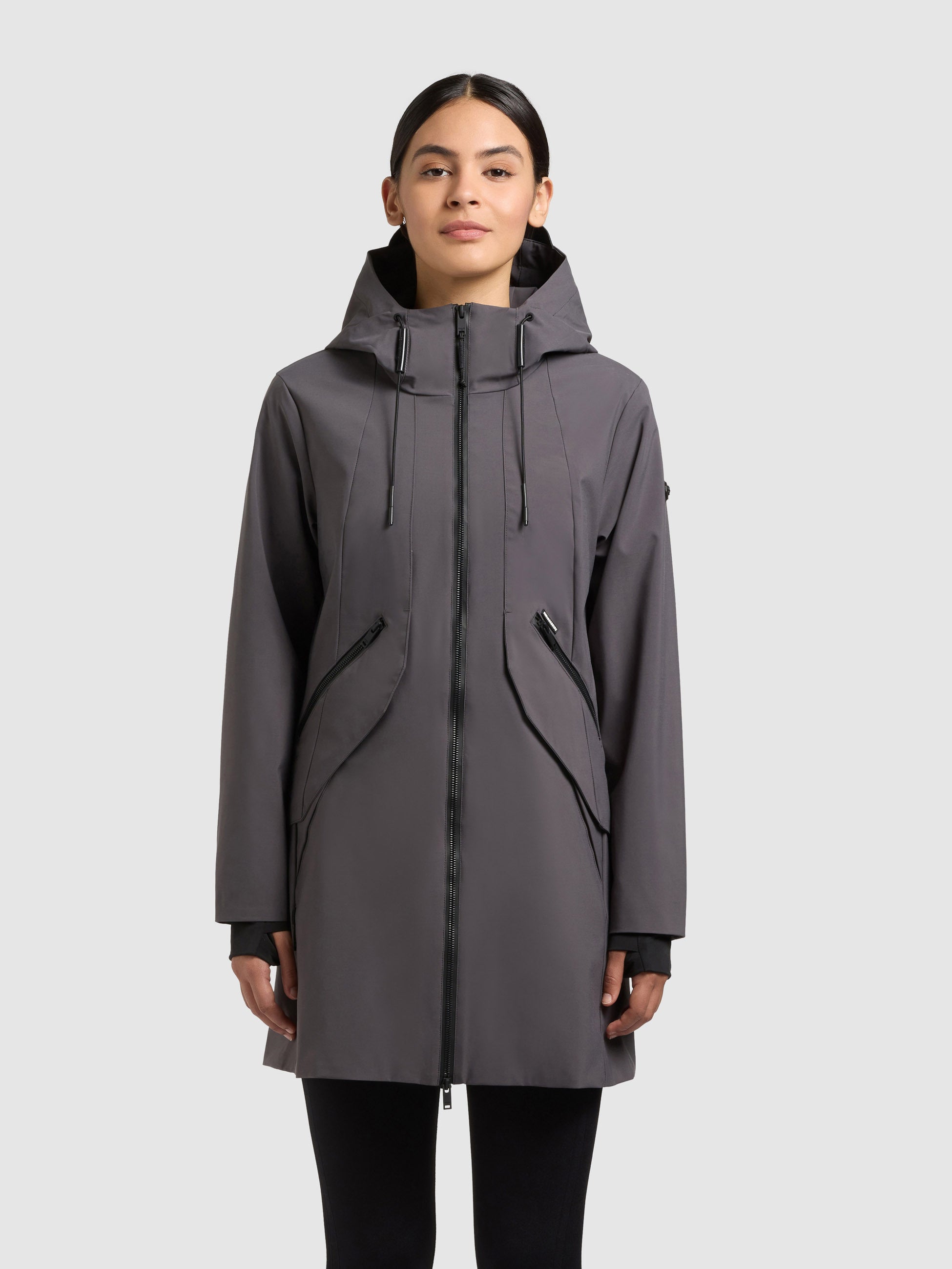 khujo-eiza-damen-sommerjacke-slate-grey-leichte-regenjacke-lang image 4