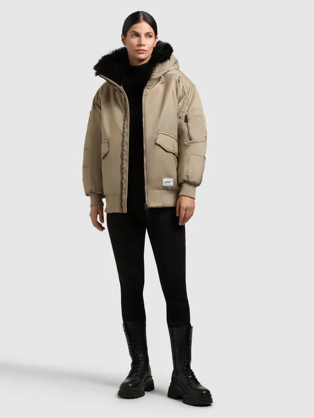khujo-jacke-cela-bomber-beige-damen-loose-fit-bomber-mit-kapuze image 1
