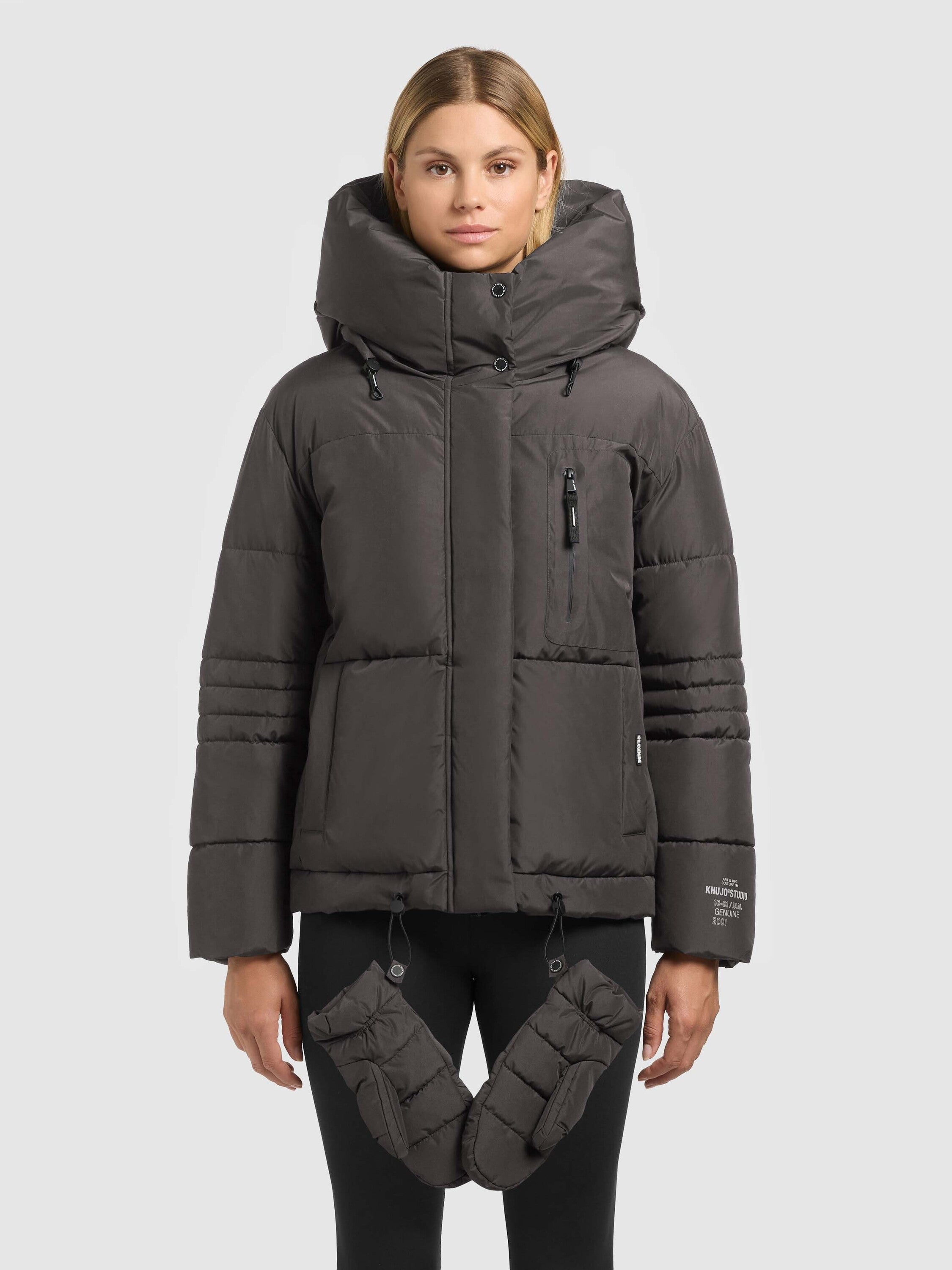 khujo-jacke-peeke2-graphite-grey-mit-handschuhen-damen-steppjacke image 4