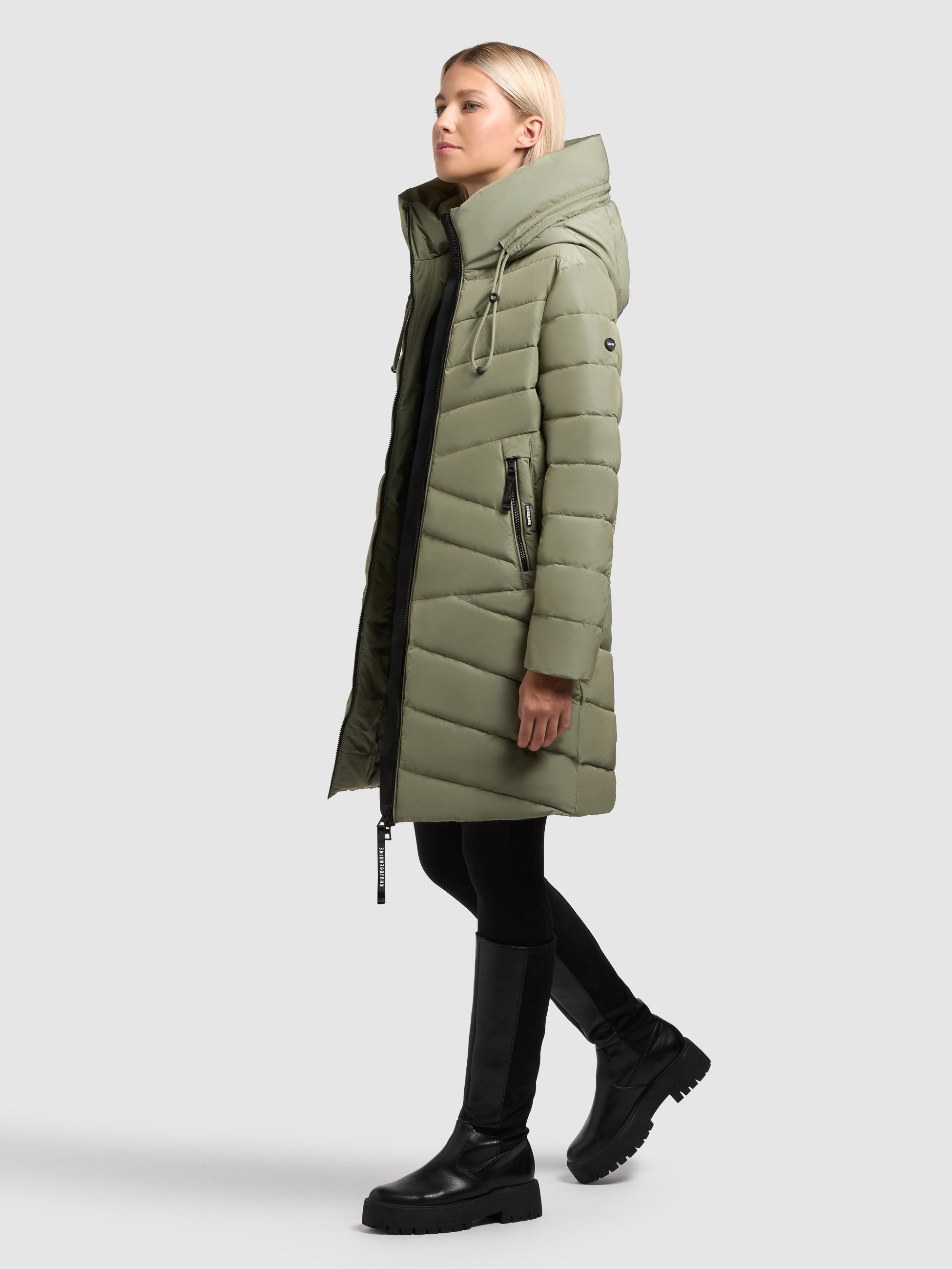 khujo-vare-mantel-muted-green-kurz-steppmantel-damen-wattiert image 2