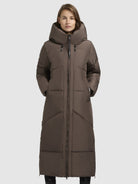 khujo-coat-prayce-taupe-dark-langer-steppmantel-damen image 4