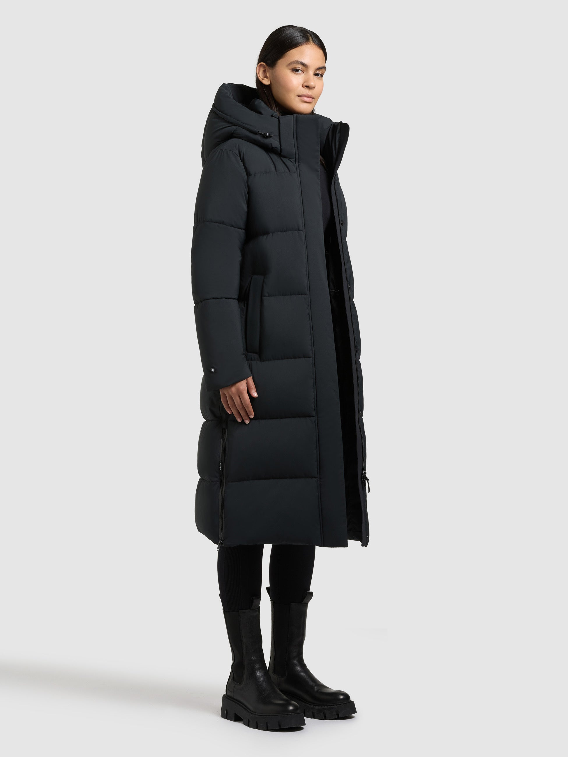 khujo-mantel-rachel2-matt-obrage-grey-knielanger-damen-steppmantel-loose-fit image 6